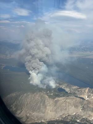 July 13, 2024 Bench Lake Fire smoke column from air attack