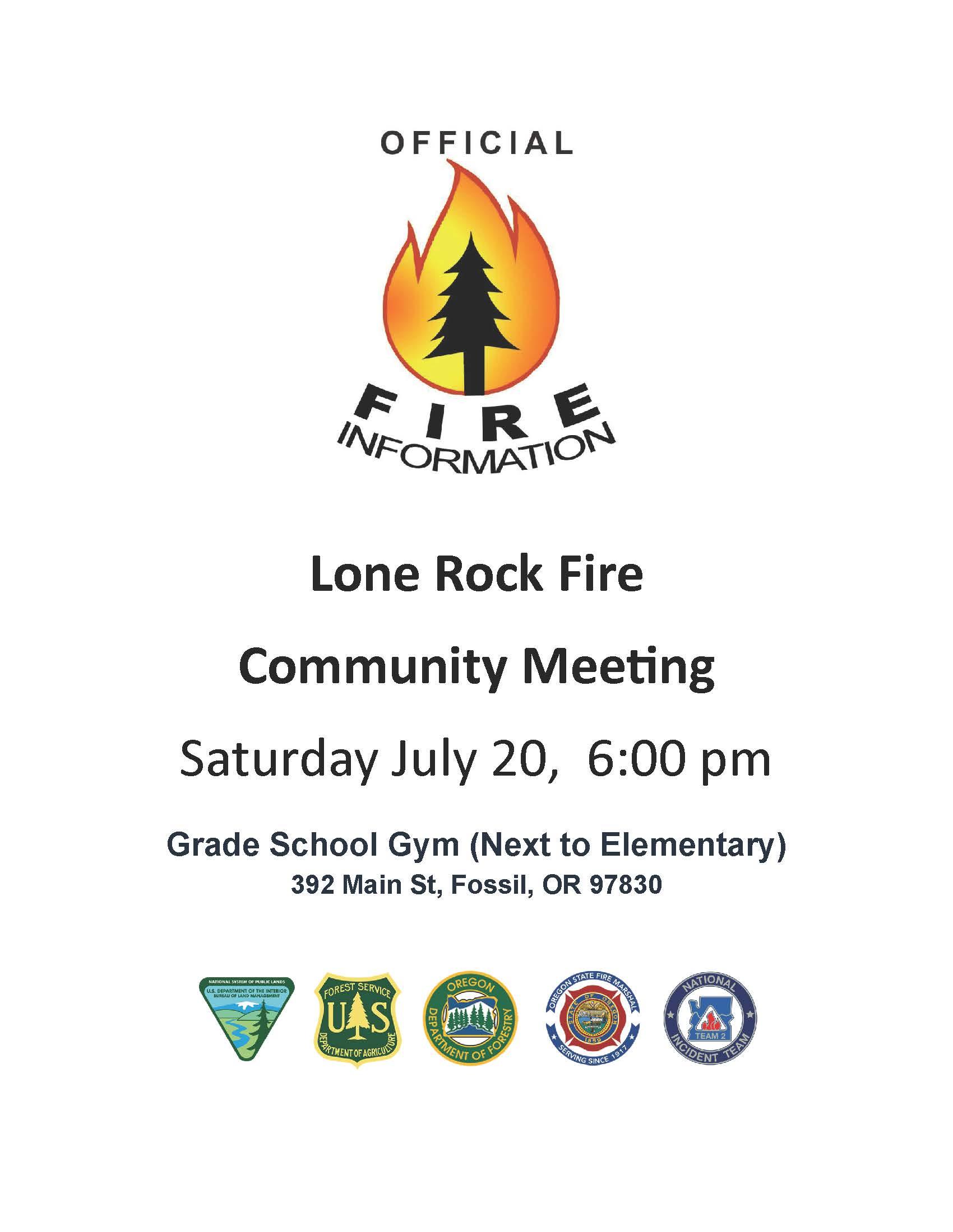 Flyer for the Lone Rock Fire Community Meeting