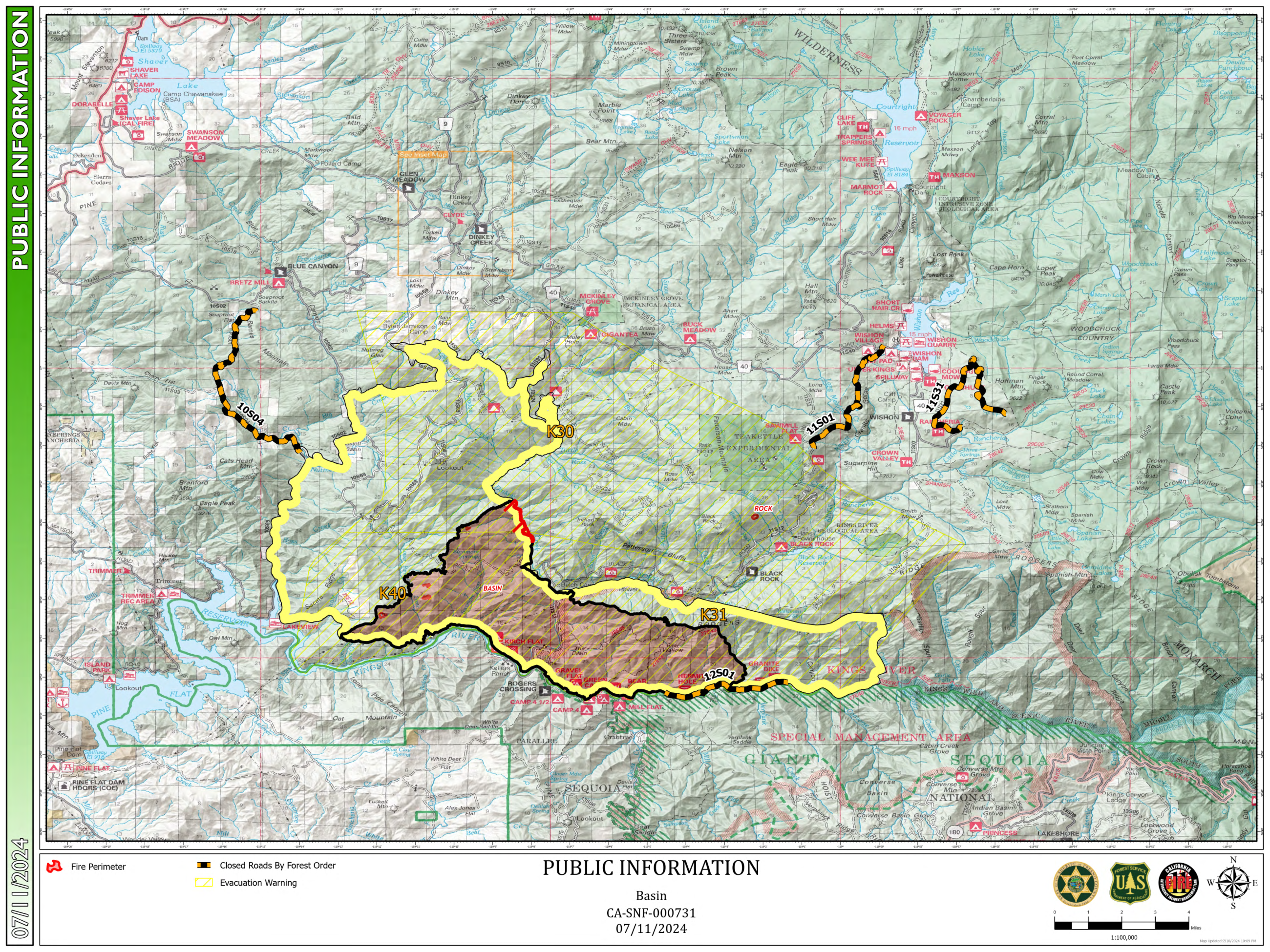 PUBLIC INFORMATION MAP SHOWING FIRE PERIMETER JULY 11