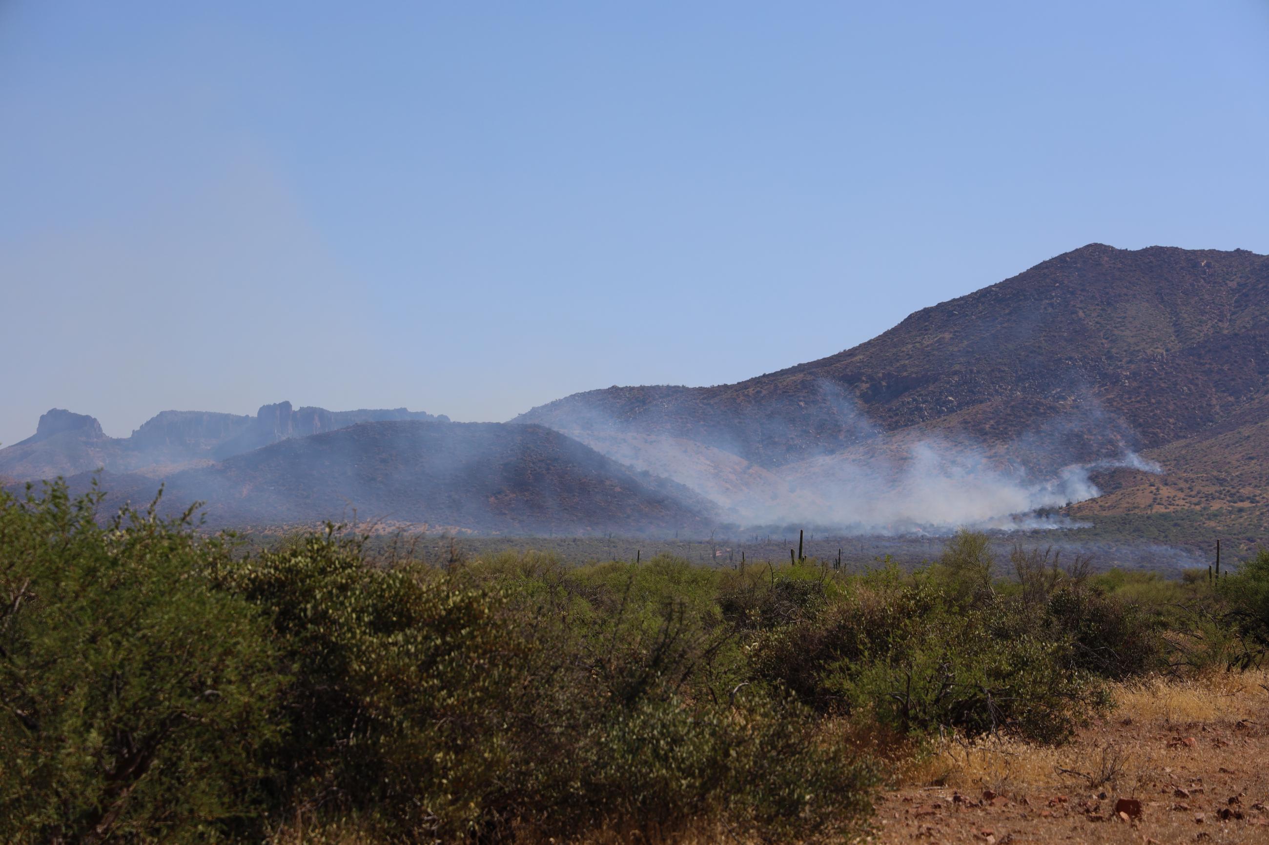 Black Fire burning up a hillside south of Roosevelt Lake