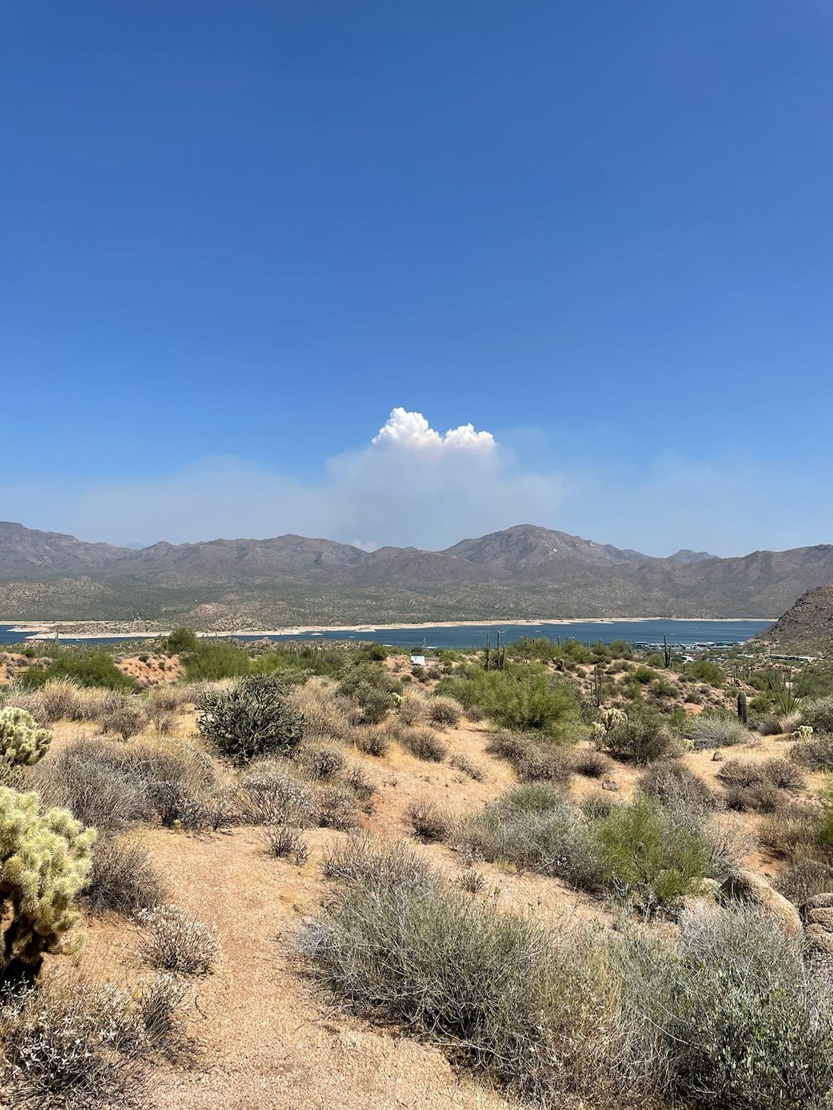 View of Sand Stone Fire from Vista Lookout at Bartlett Lake