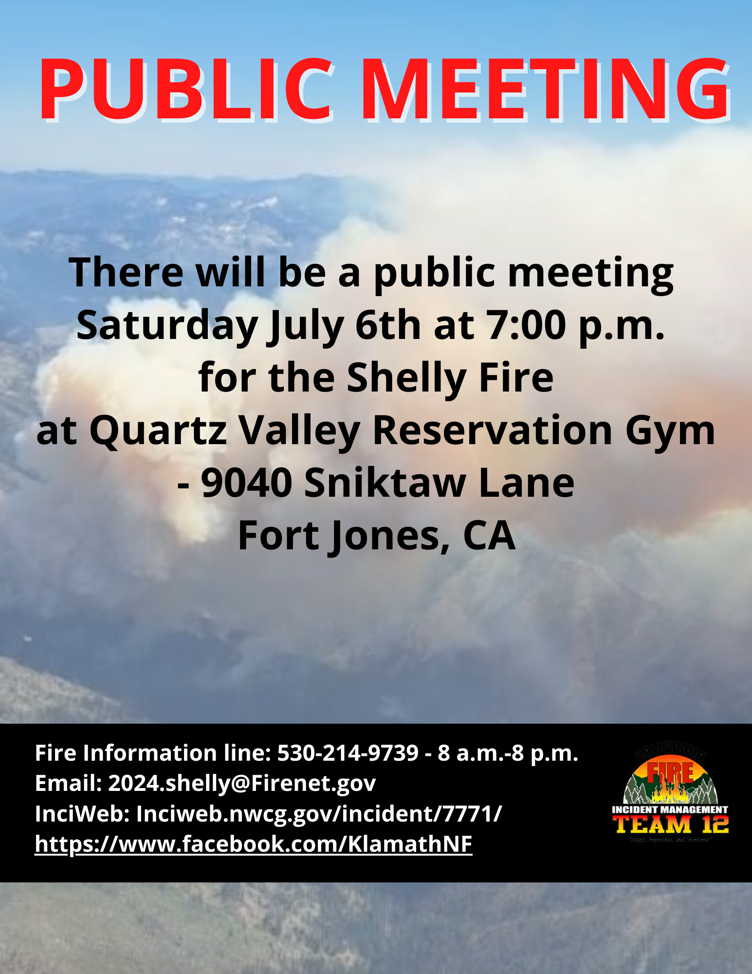 Photo of a flyer with public meeting information on it. 