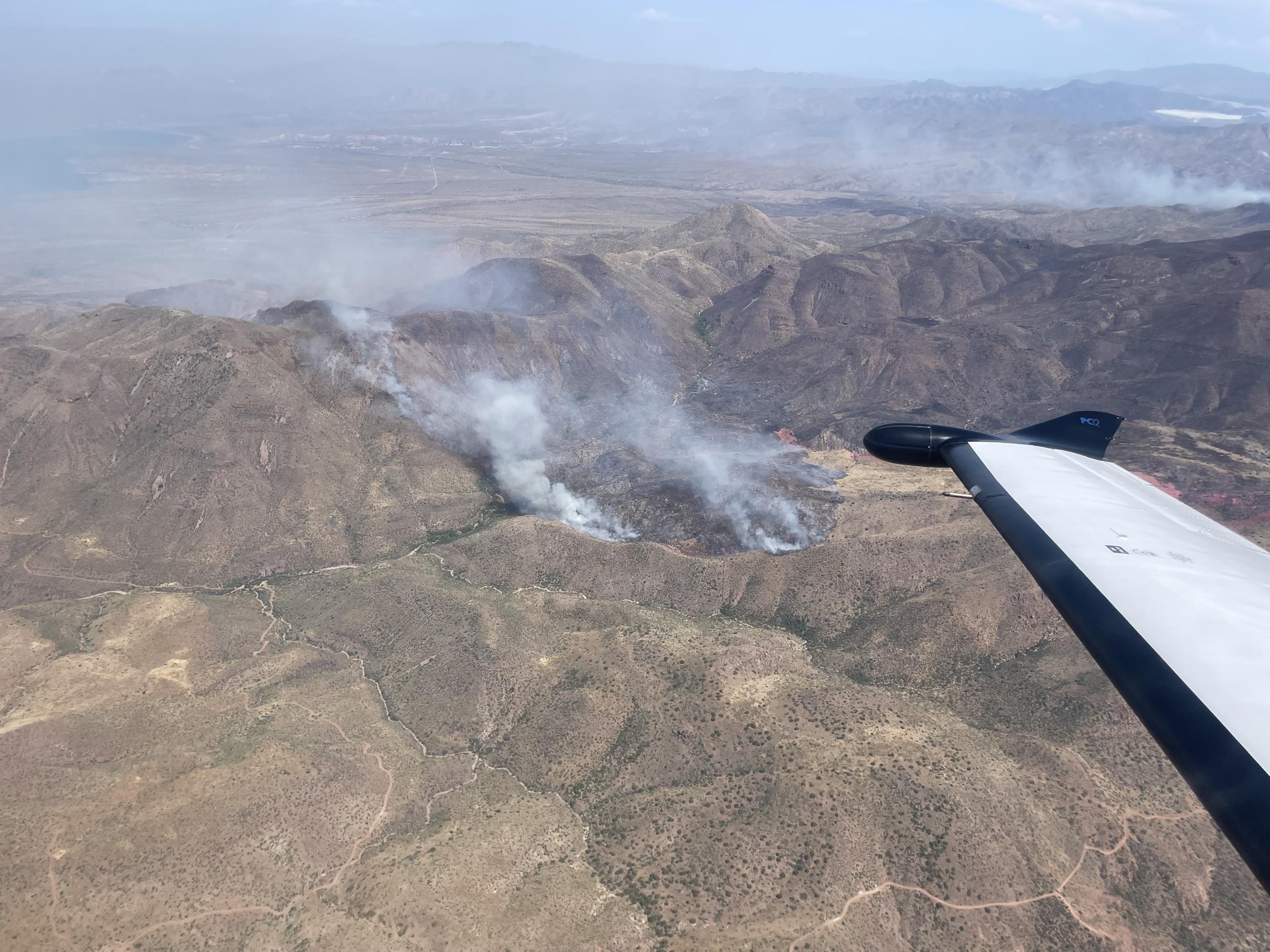 Aerial view of fire activity