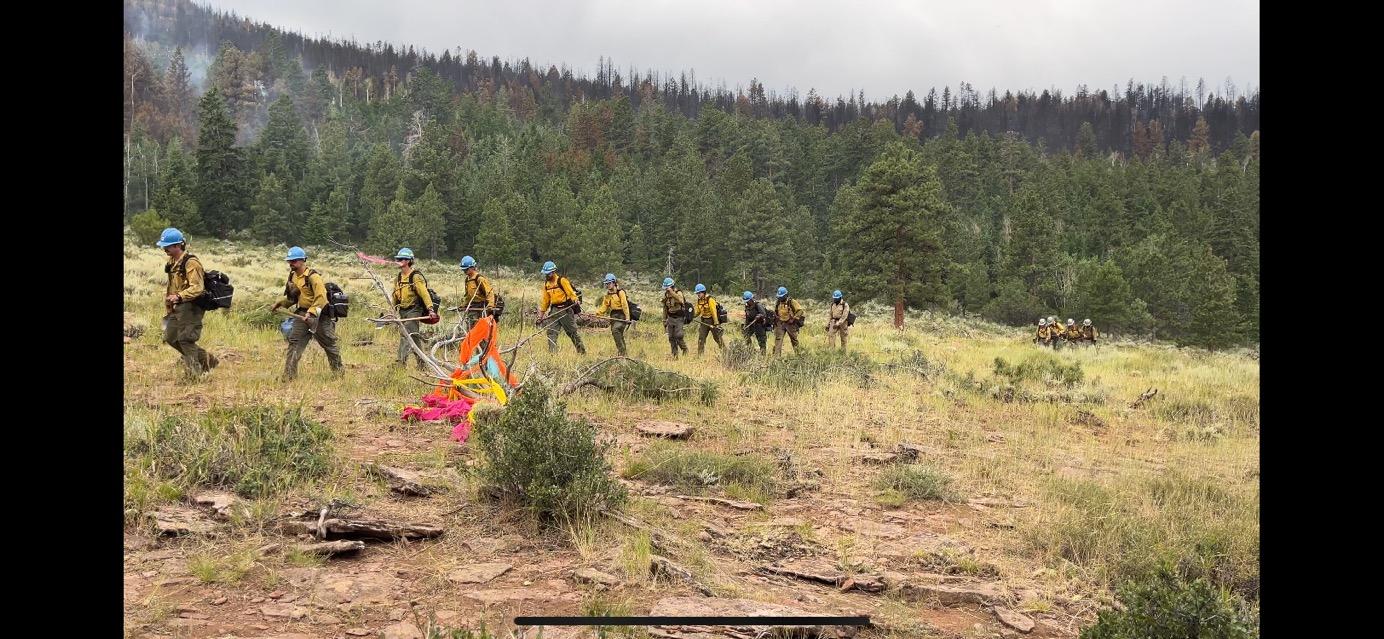 Centennial handcrew working in southwest portion of the fire.