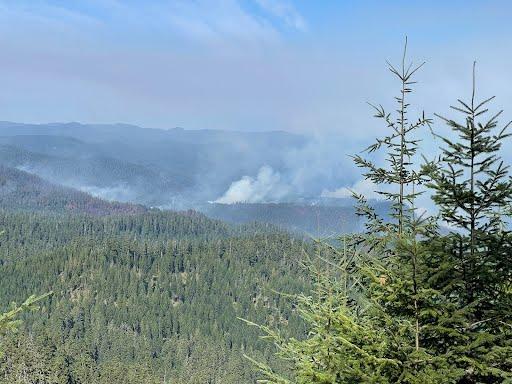 smoke from the chalk fire viewed from a high ridge from the SW