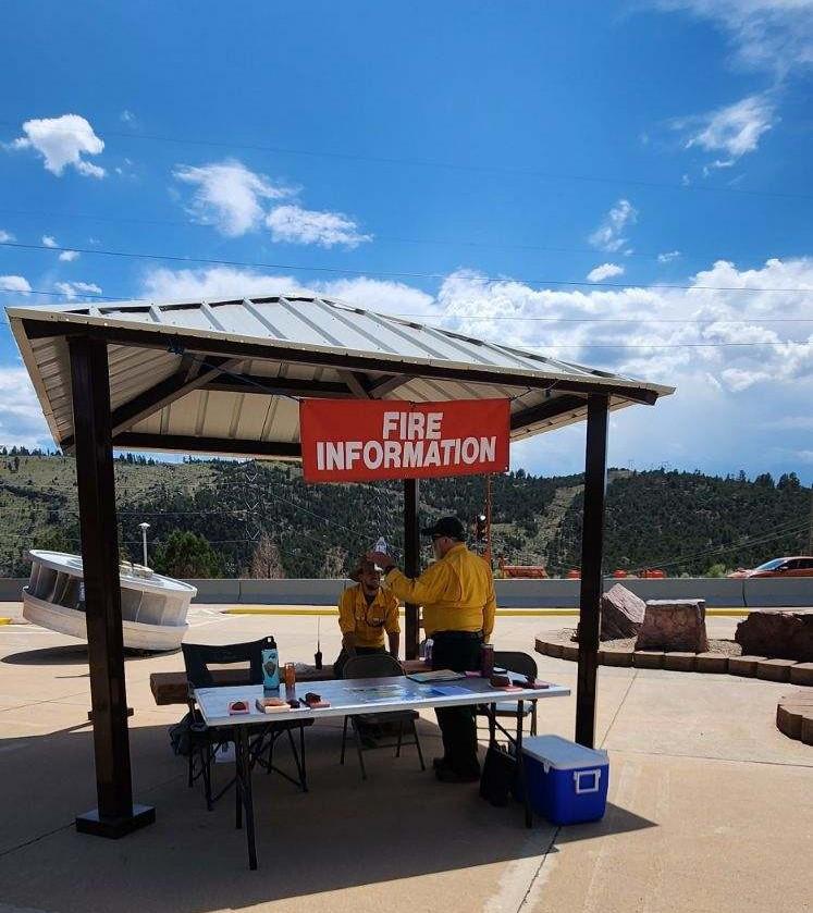 Fire information booth at the Flaming Gorge Dam Visitor Center.