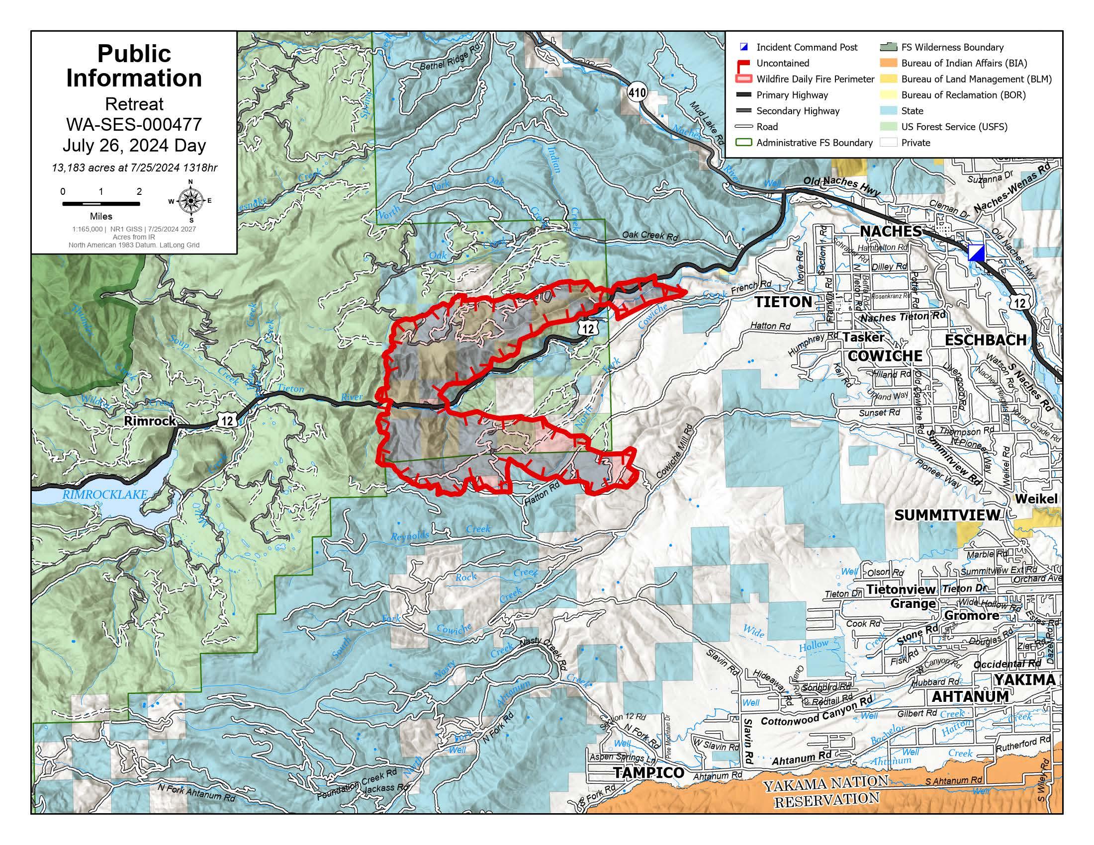 Topographic map of the Retreat Fire