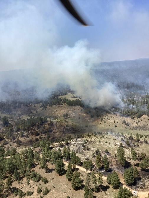 View of the Pius fire from the helicopter.