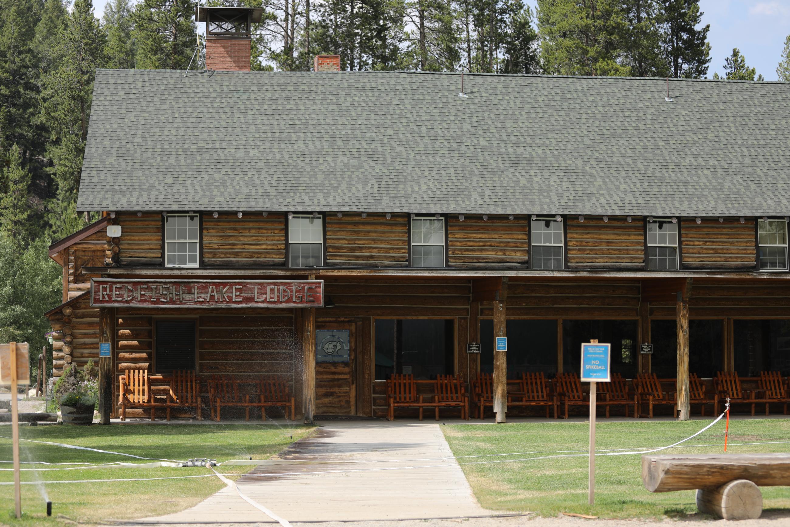 Hoses laid around the Redfish Lodge.