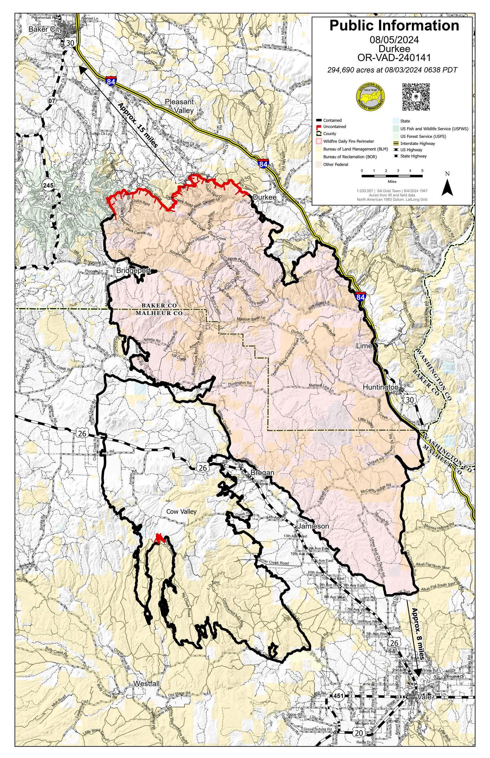 Durkee Fire Map 8-5-2024