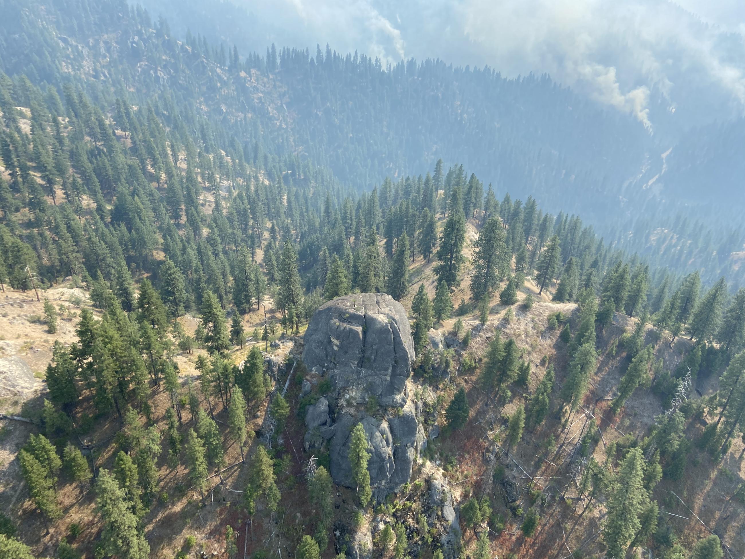 An aerial view of the Bulldog Fire