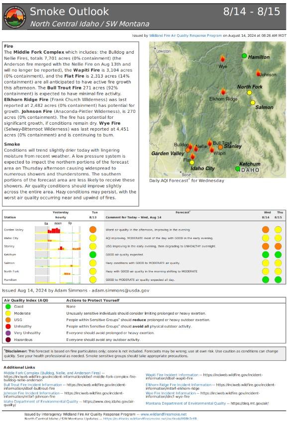 Smoke outlook for August 14, 2024