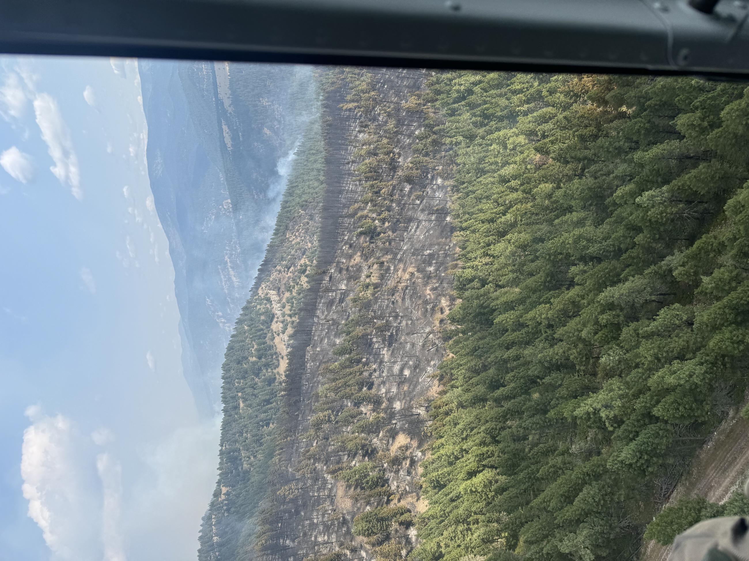 View of the Black Canyon Fire from up above during a reconnaissance flight on August 11, 2024.