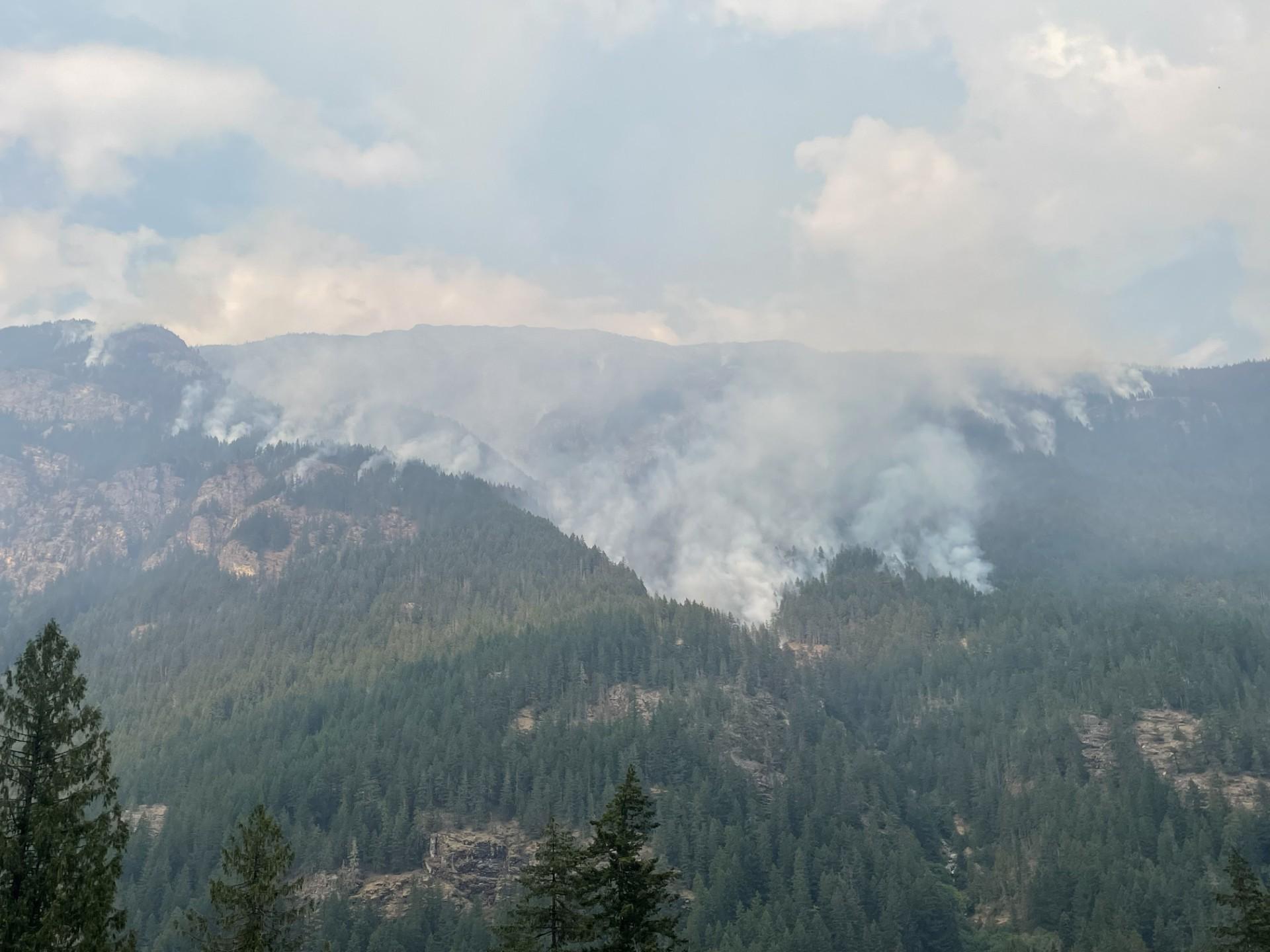 Wildfire on a mountain side 