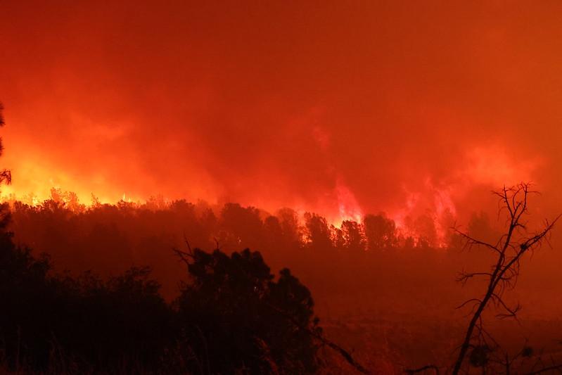 Flames from the Park Fire at Night