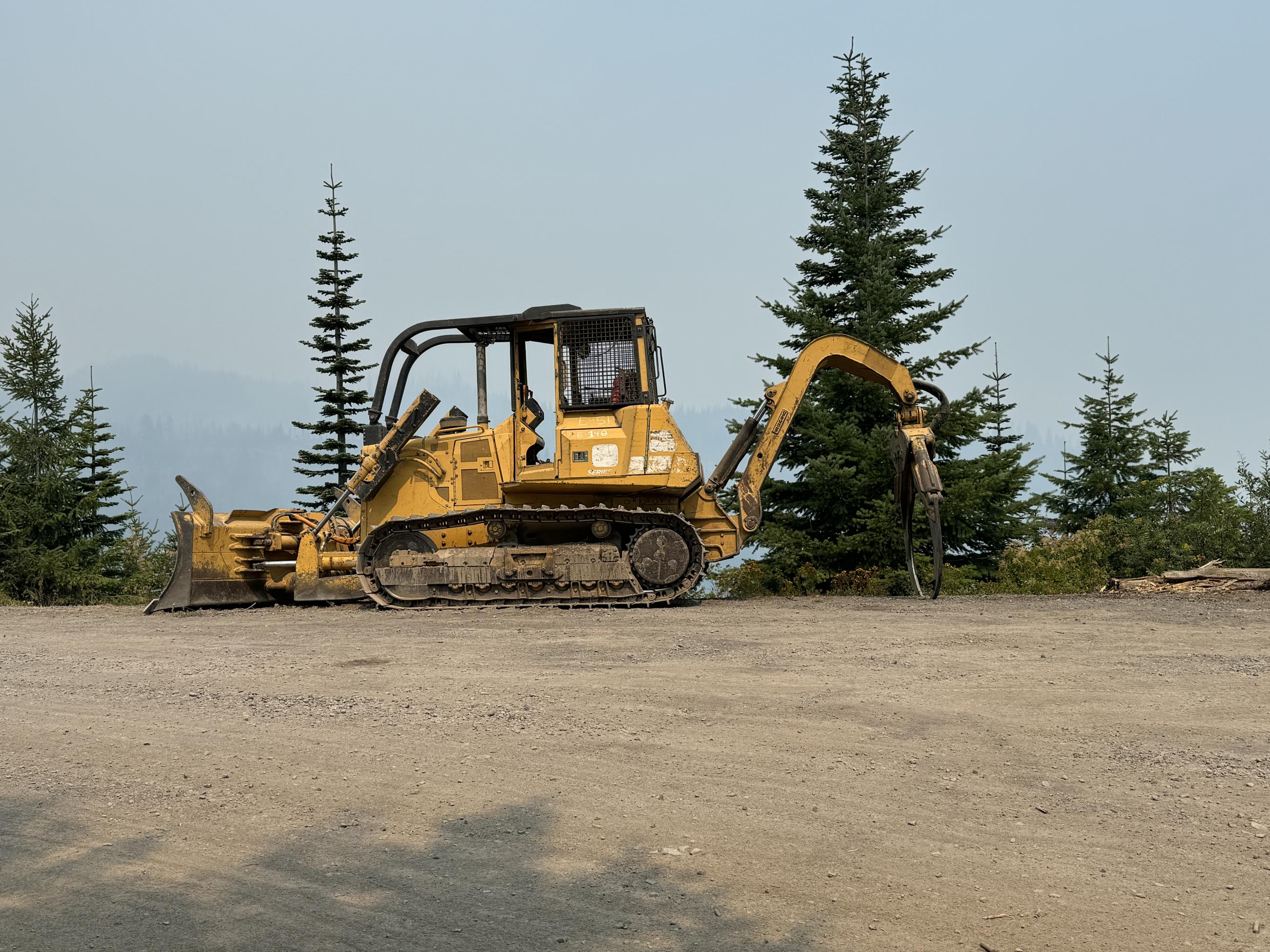 dozer parked in mountains