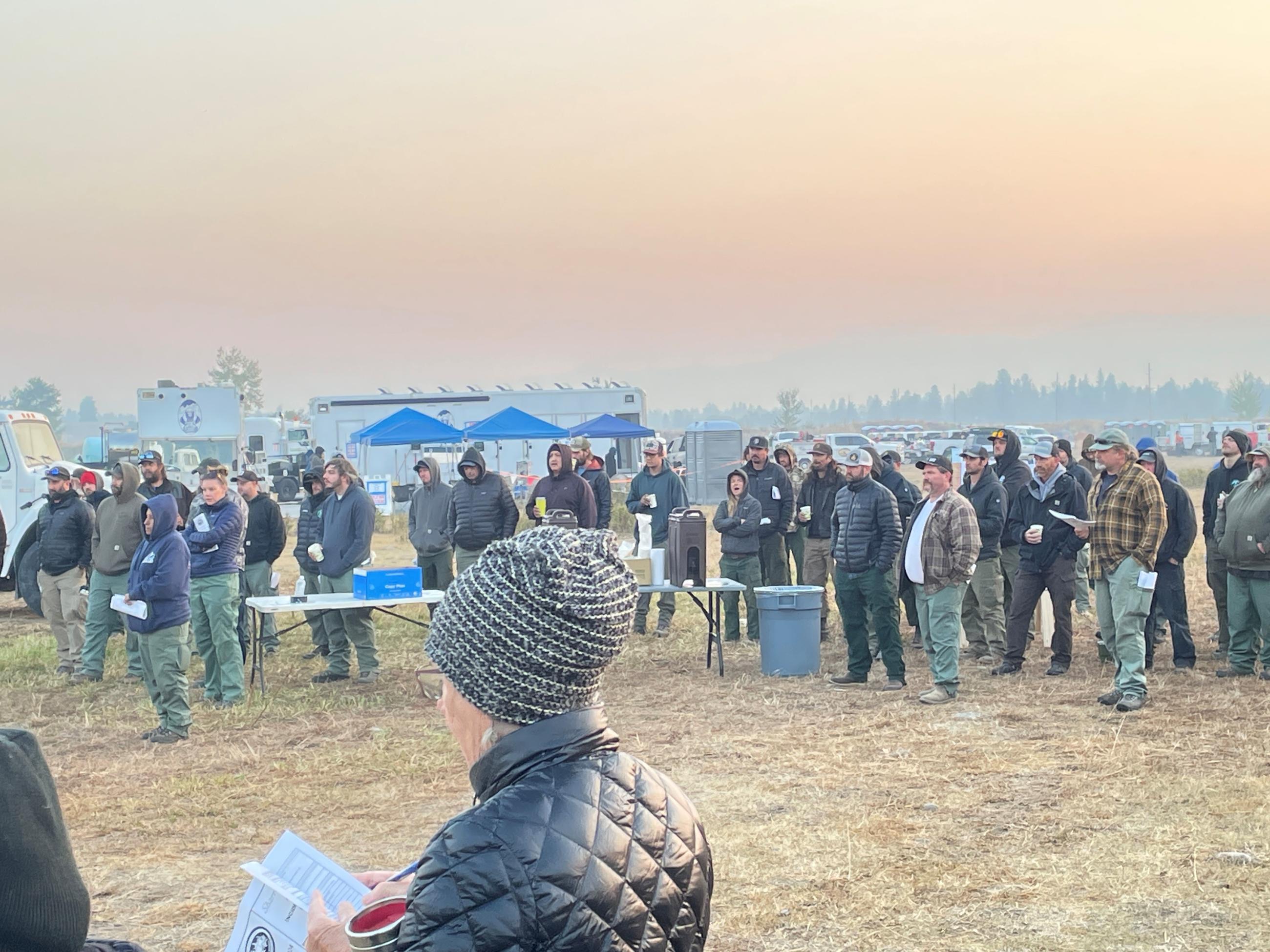 Morning Briefing at Incident Command Post 