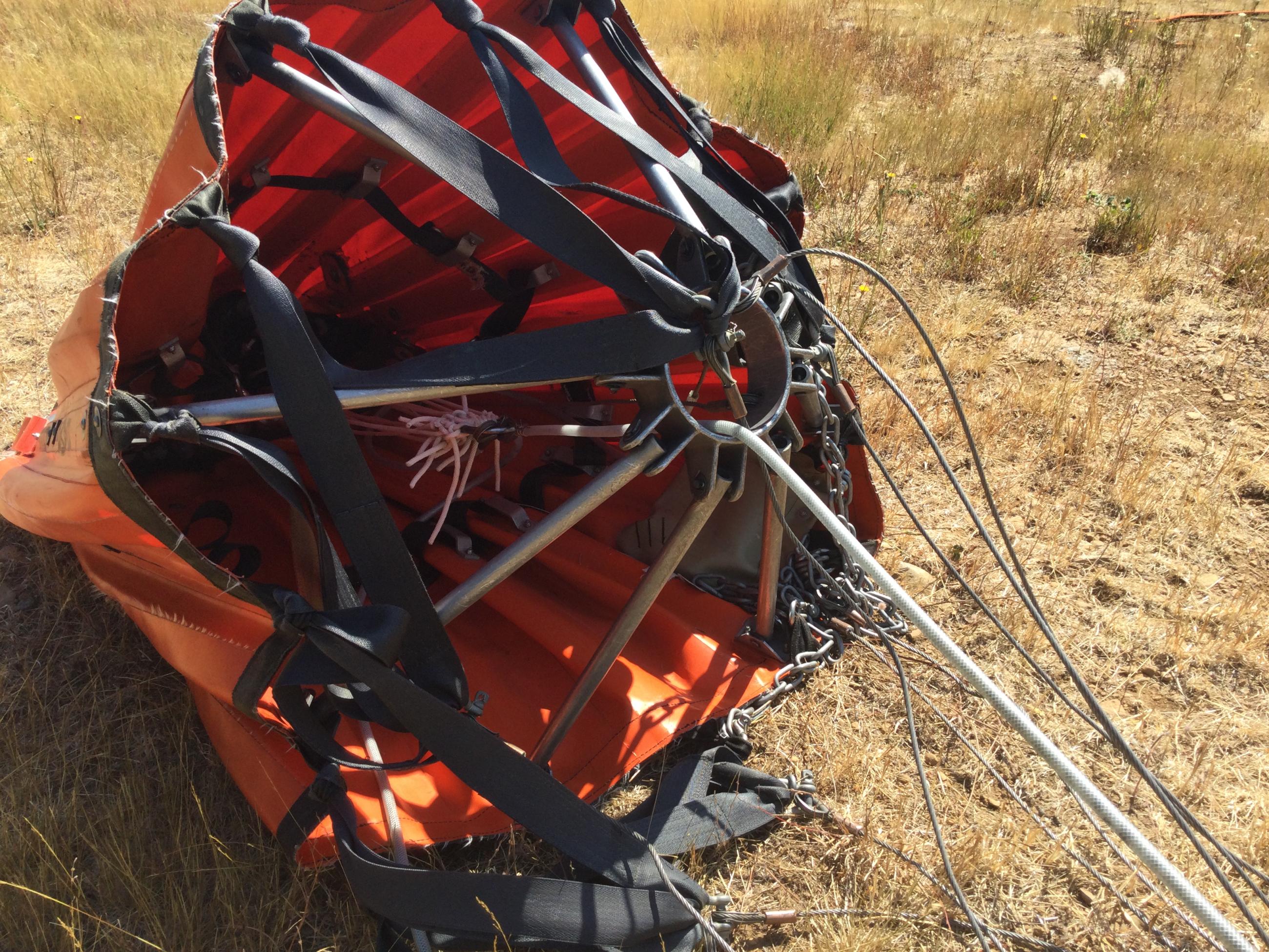 Orange bucket for helicopter