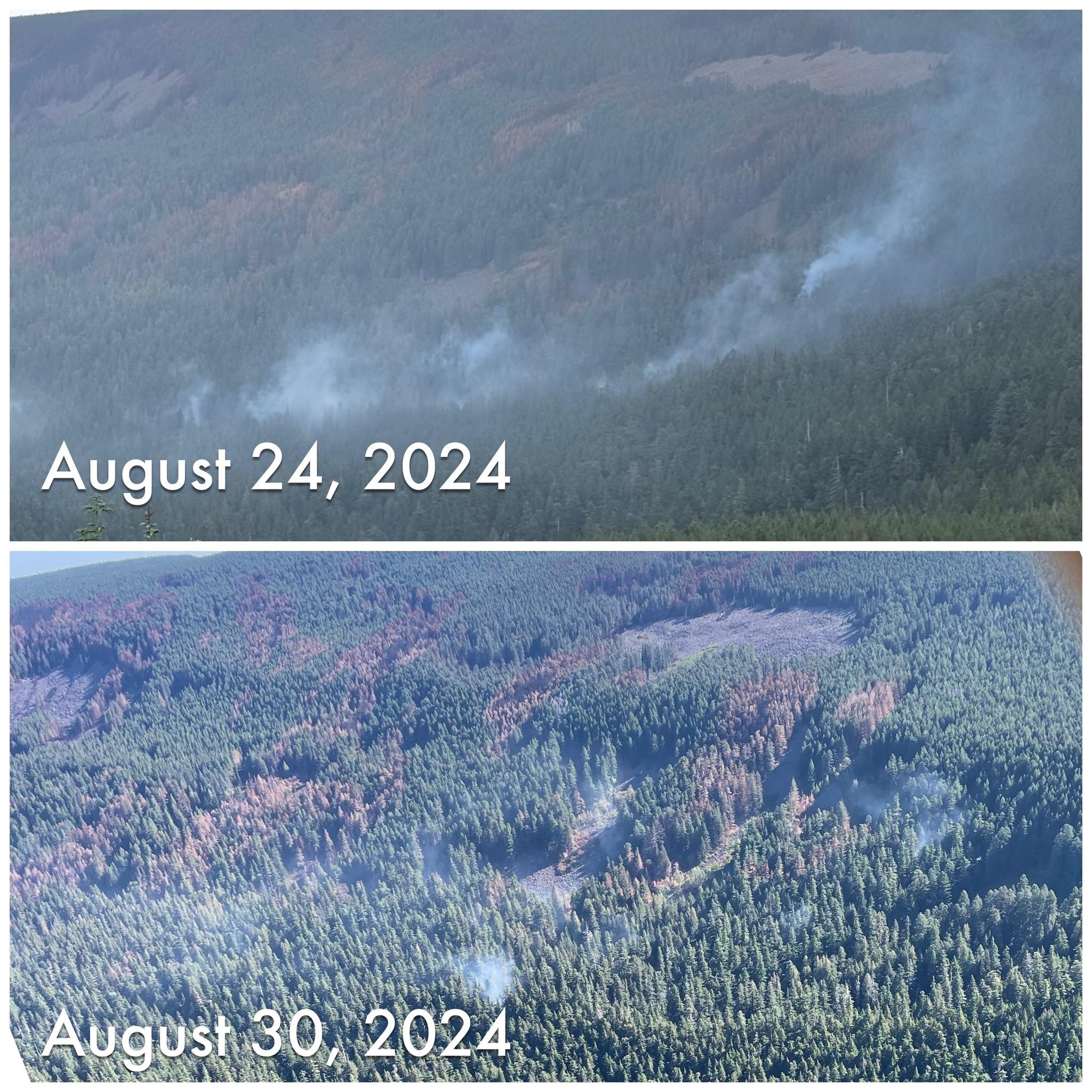 Comparing Smoke & Fire_Herman Creek_Aug 24 & Aug 30