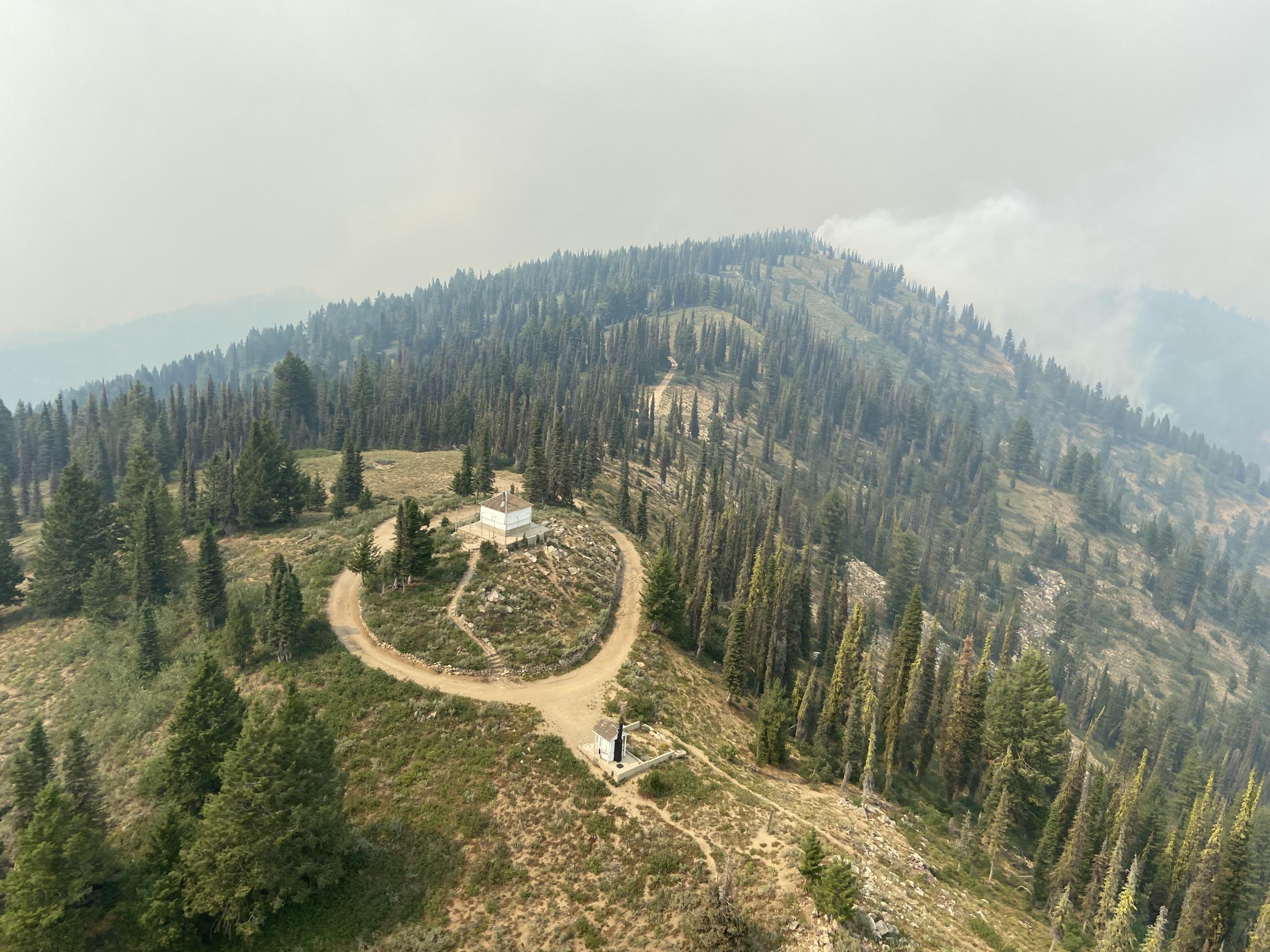 View of Deadwood Lookout on the Nellie Fire