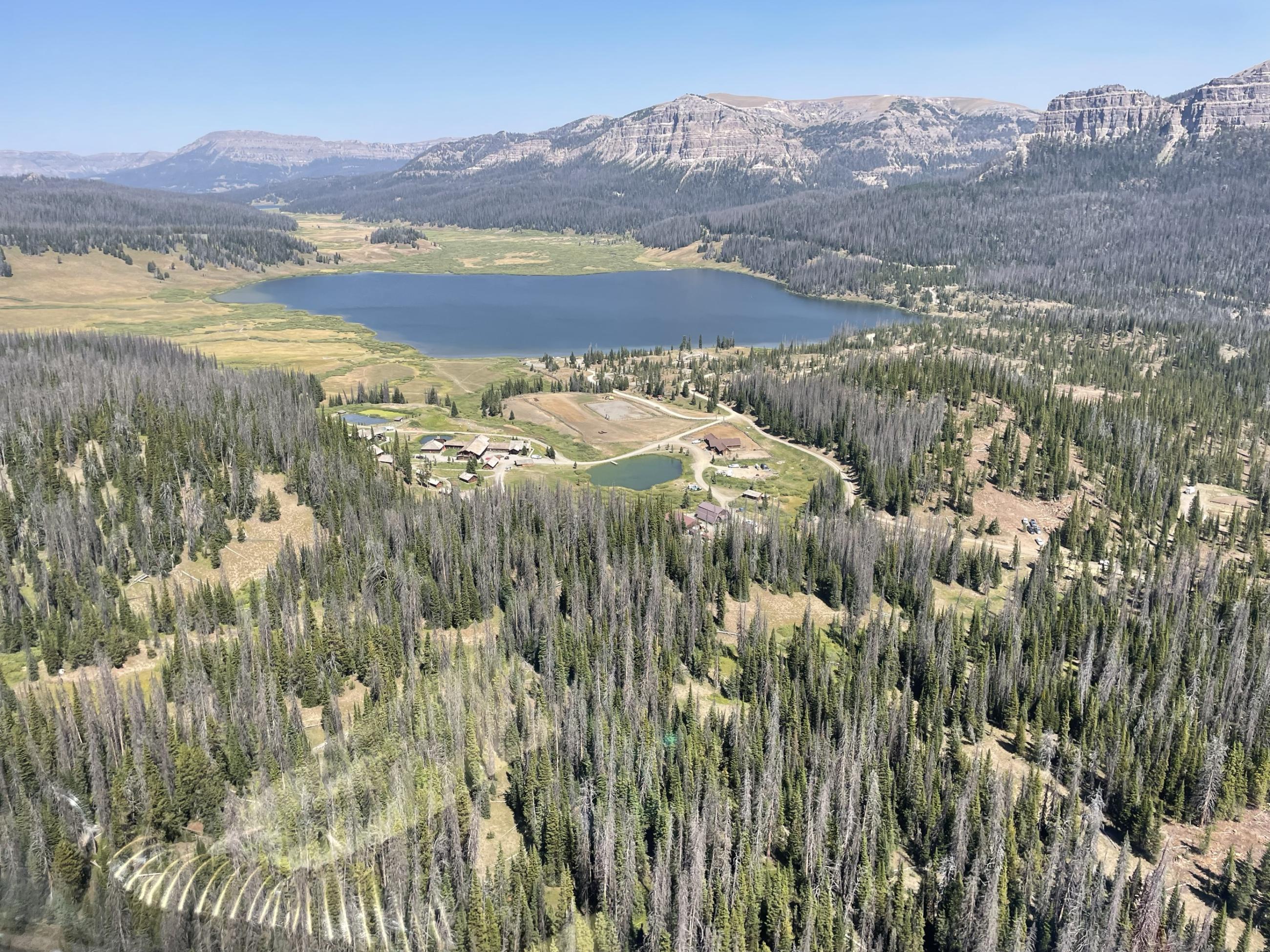 Aerial photo looking down on Brooks Lake