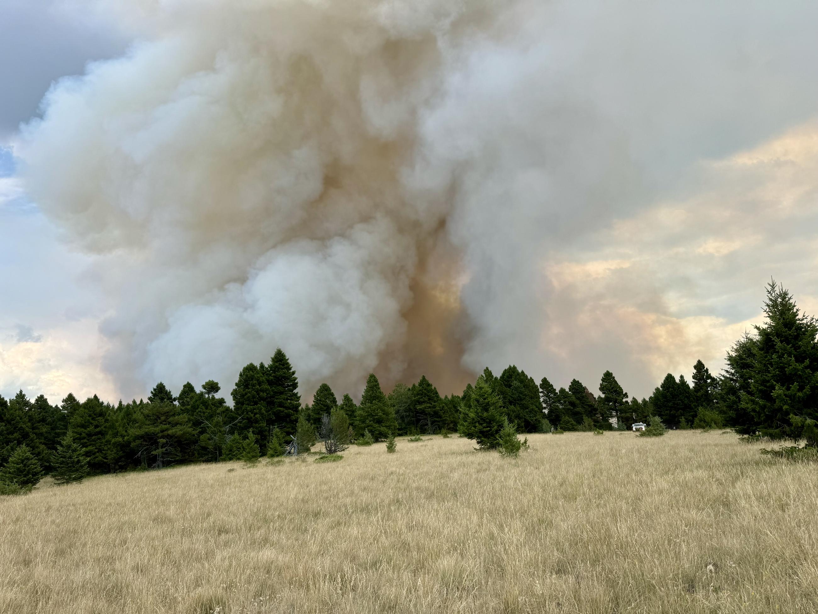 View of Black Canyon Fire Smoke Plume from landowner on day of discovery 8/10/2024