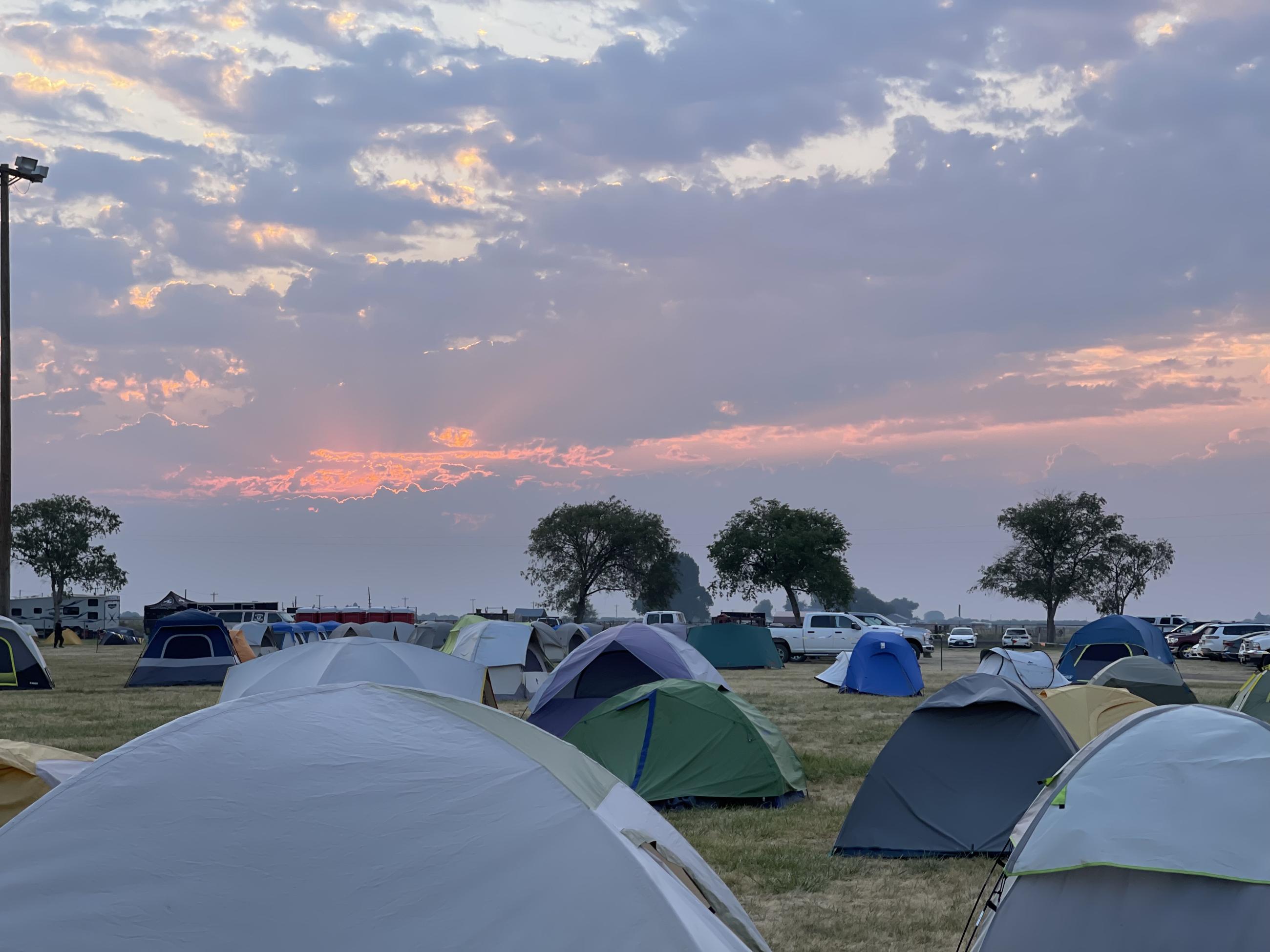 Fire Camp in the Morning at the Falls Fire 