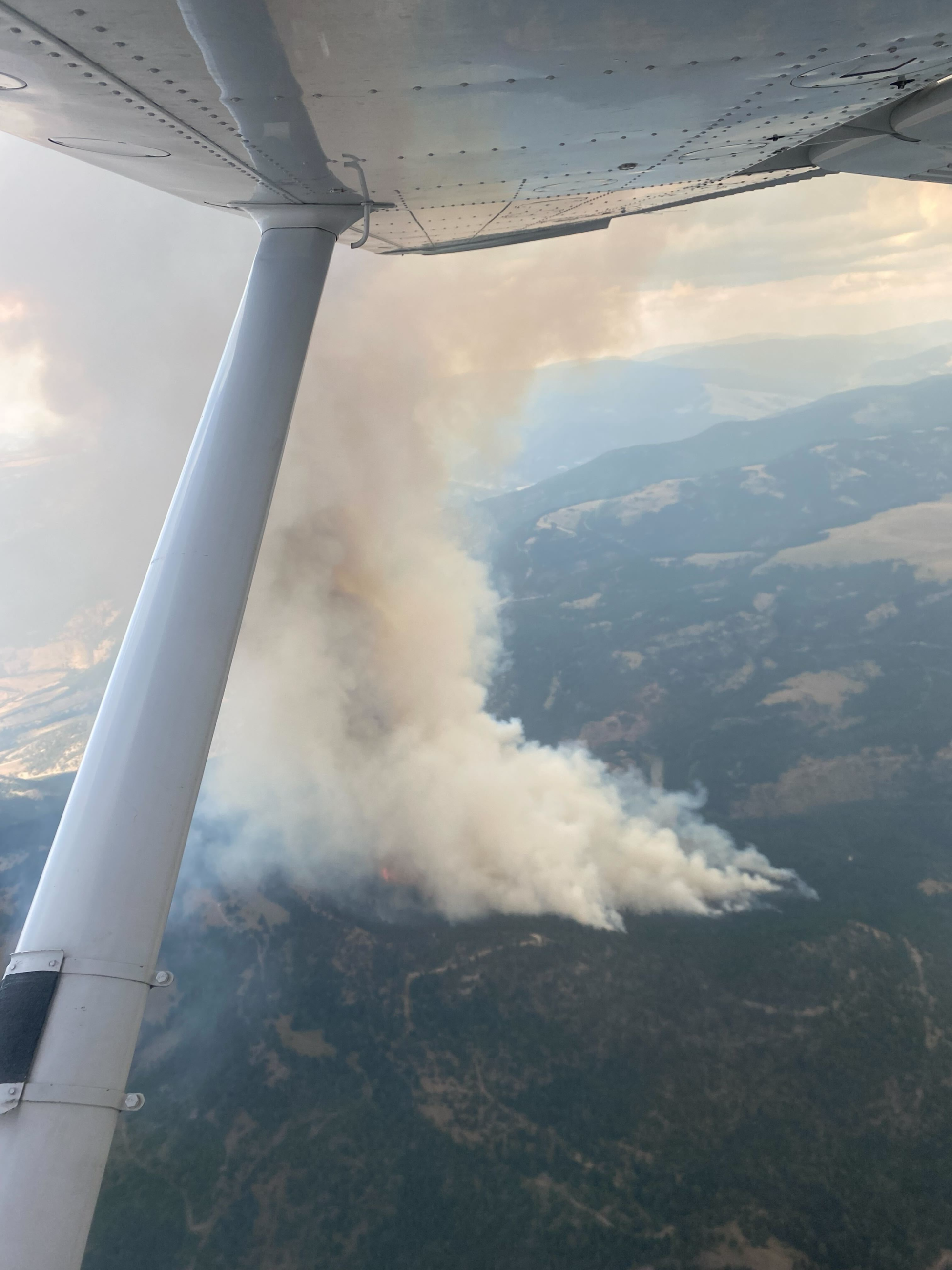 Aerial View of the Black Canyon Fire initial start Saturday August 10,2024 