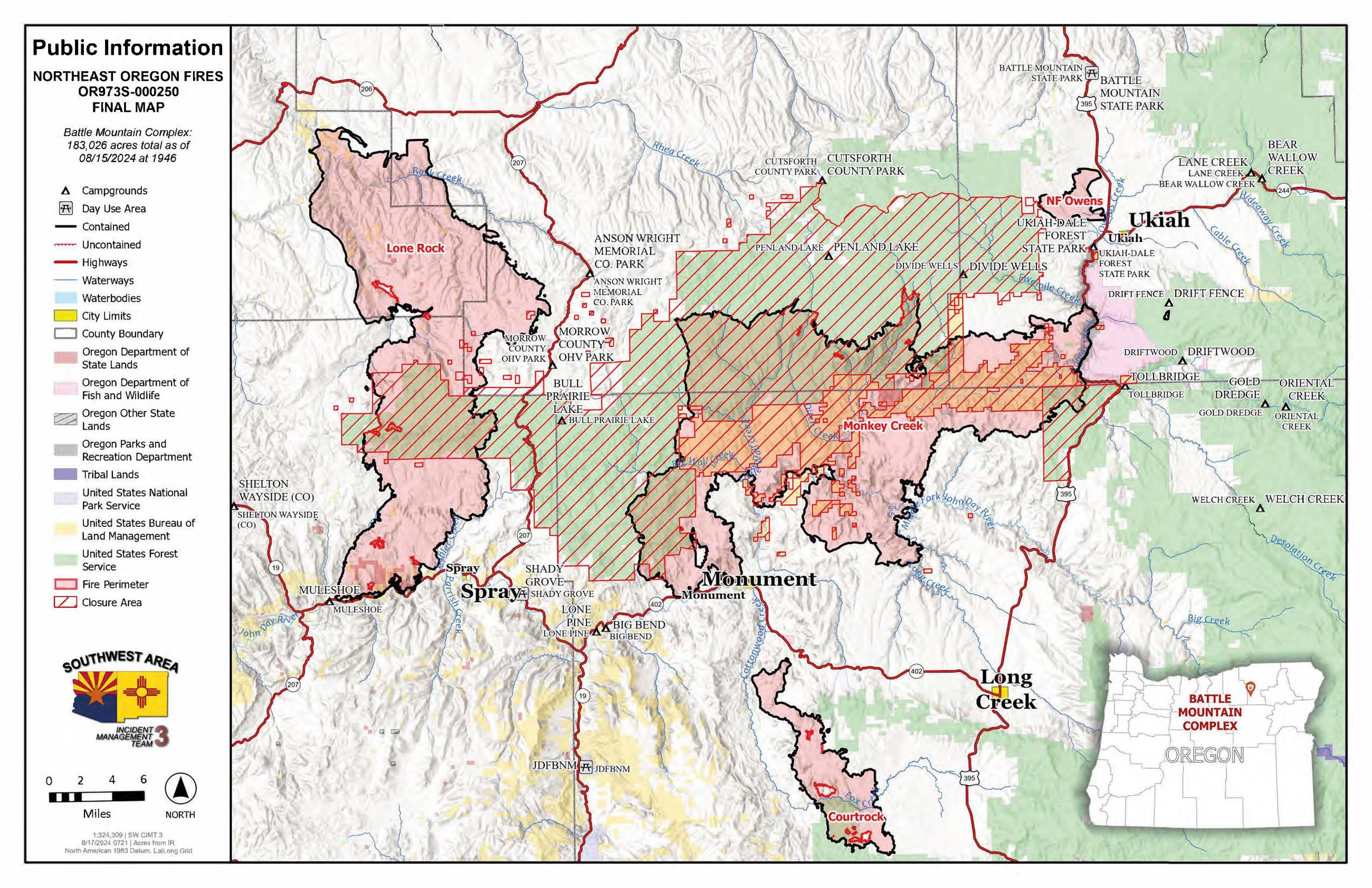 Public Information Map for the Battle Mountain Complex 08-18-2024