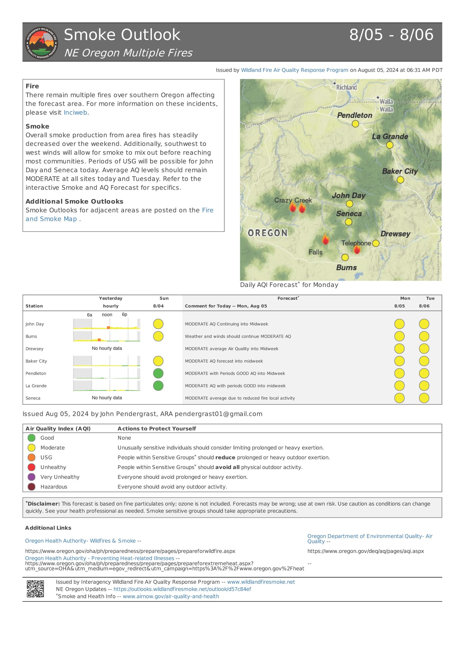 NE Oregon Smoke Outlook Aug. 5-6