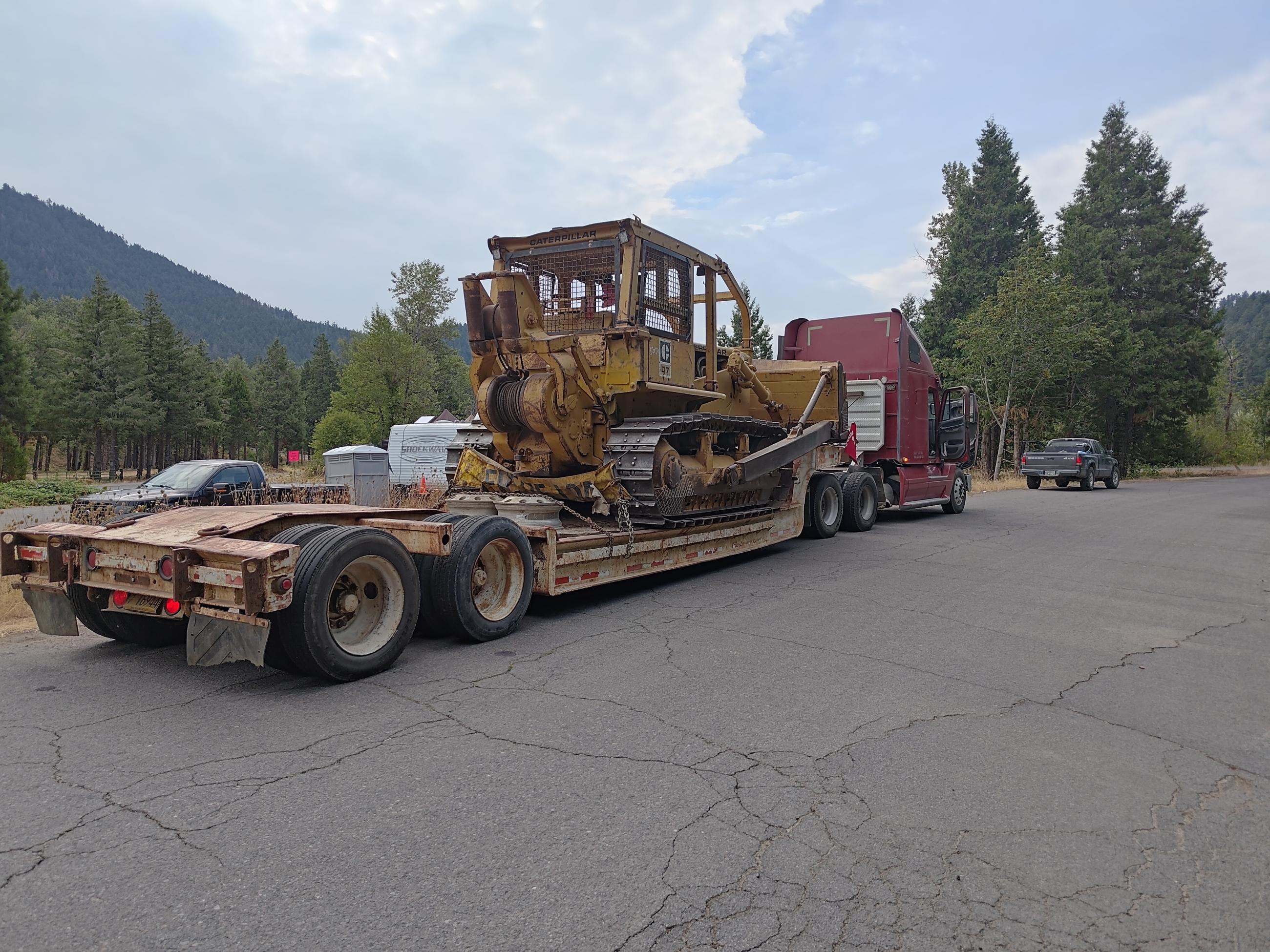 Dozer loaded on semi truck