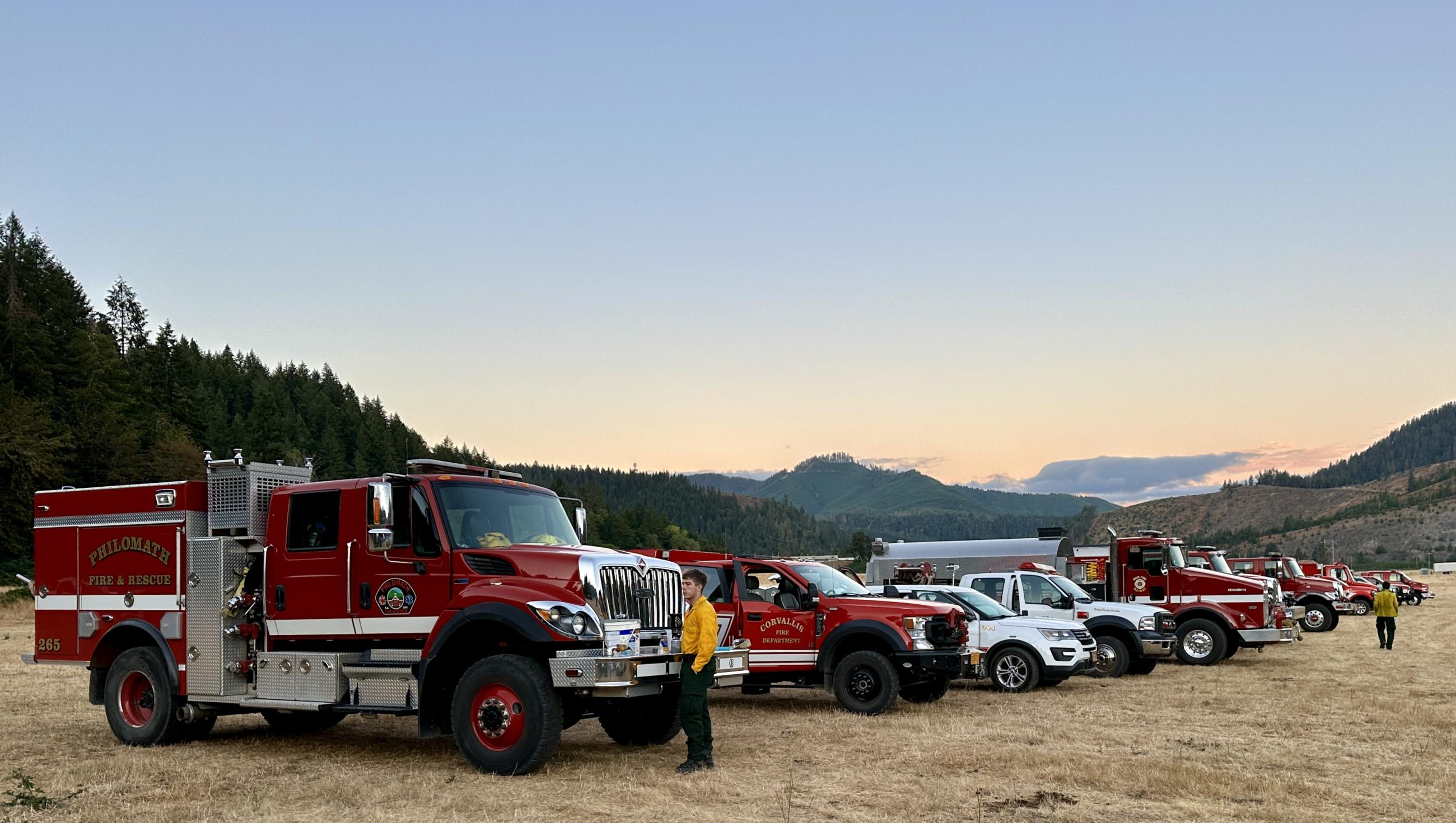 Engine lineup at morning briefing.