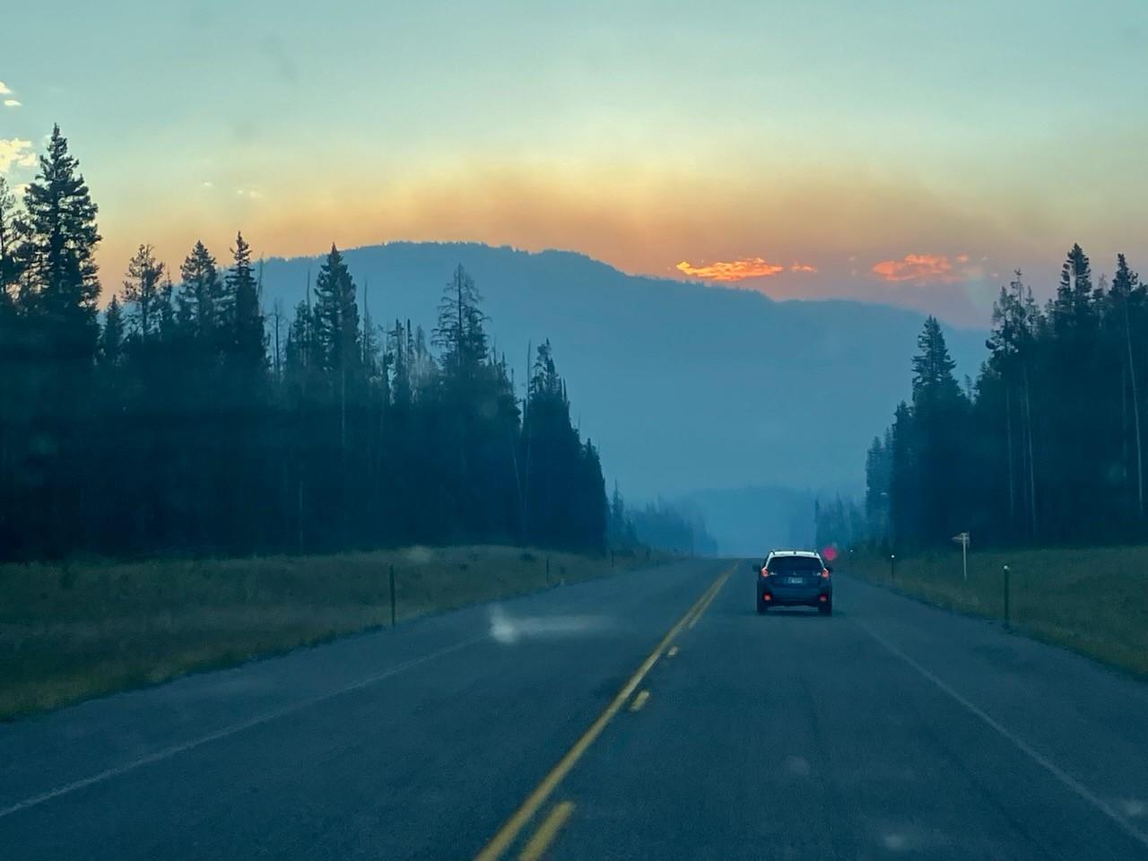 Smoke on Highway Wednesday August 21, 2024