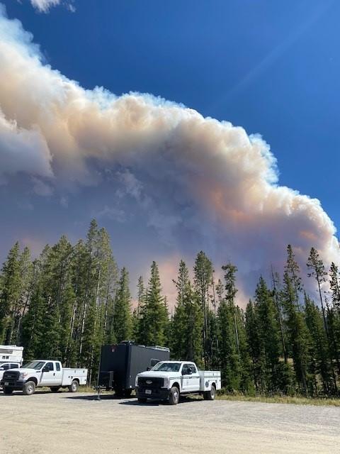 Fish Creek Fire: Smoke over ICP August 22, 2024