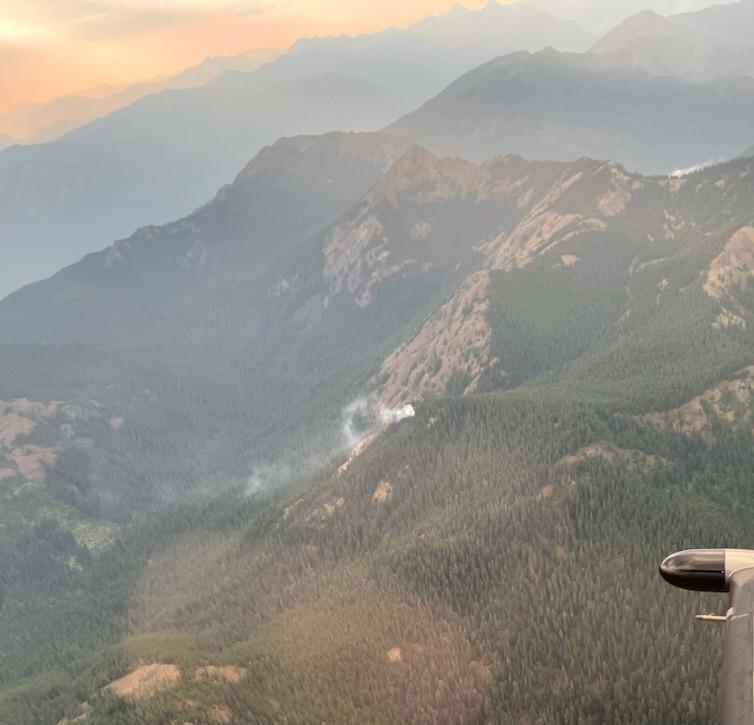 Aerial view of smoke on a hillside