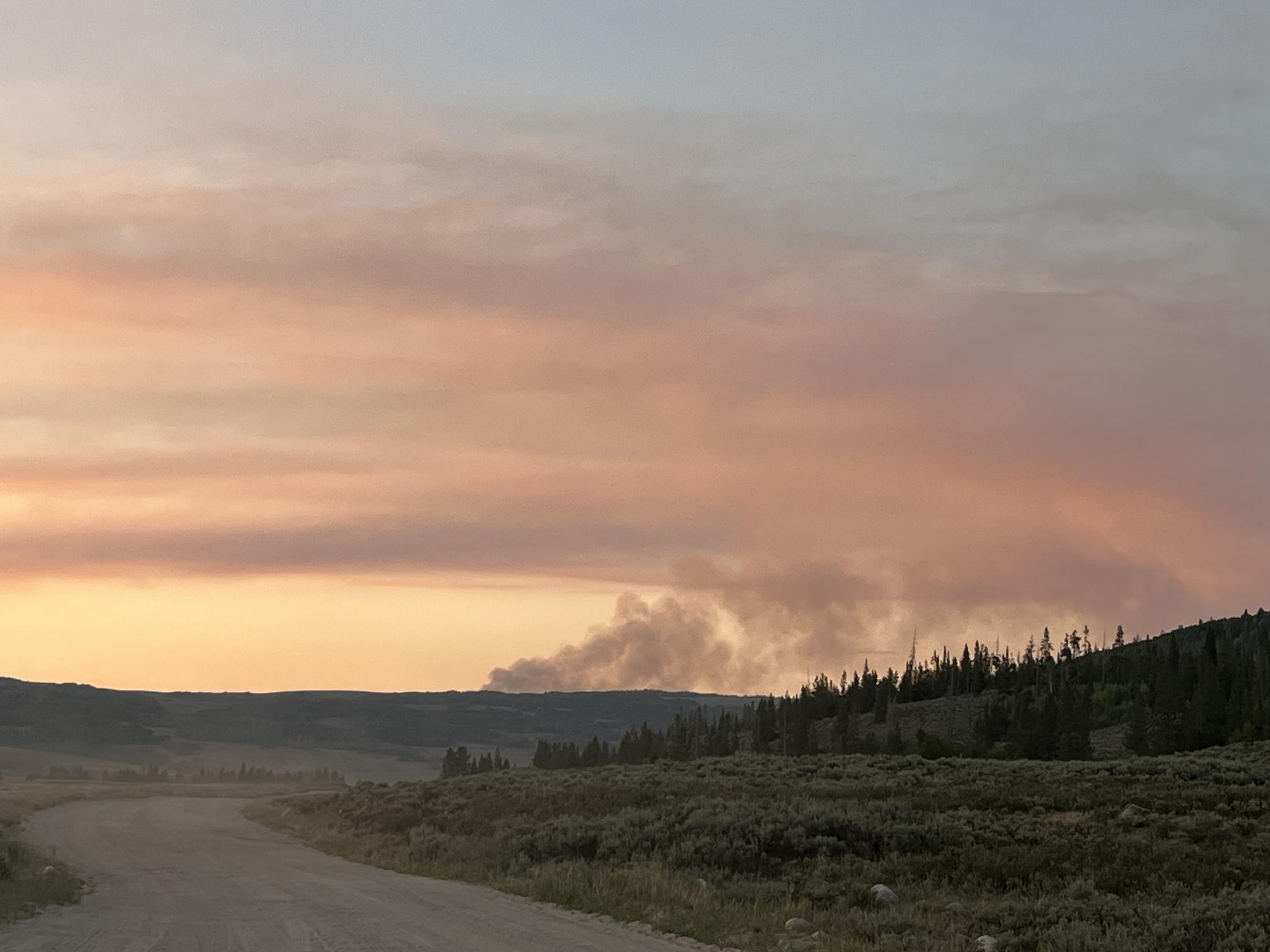 Cloudy sunset with smoky skies