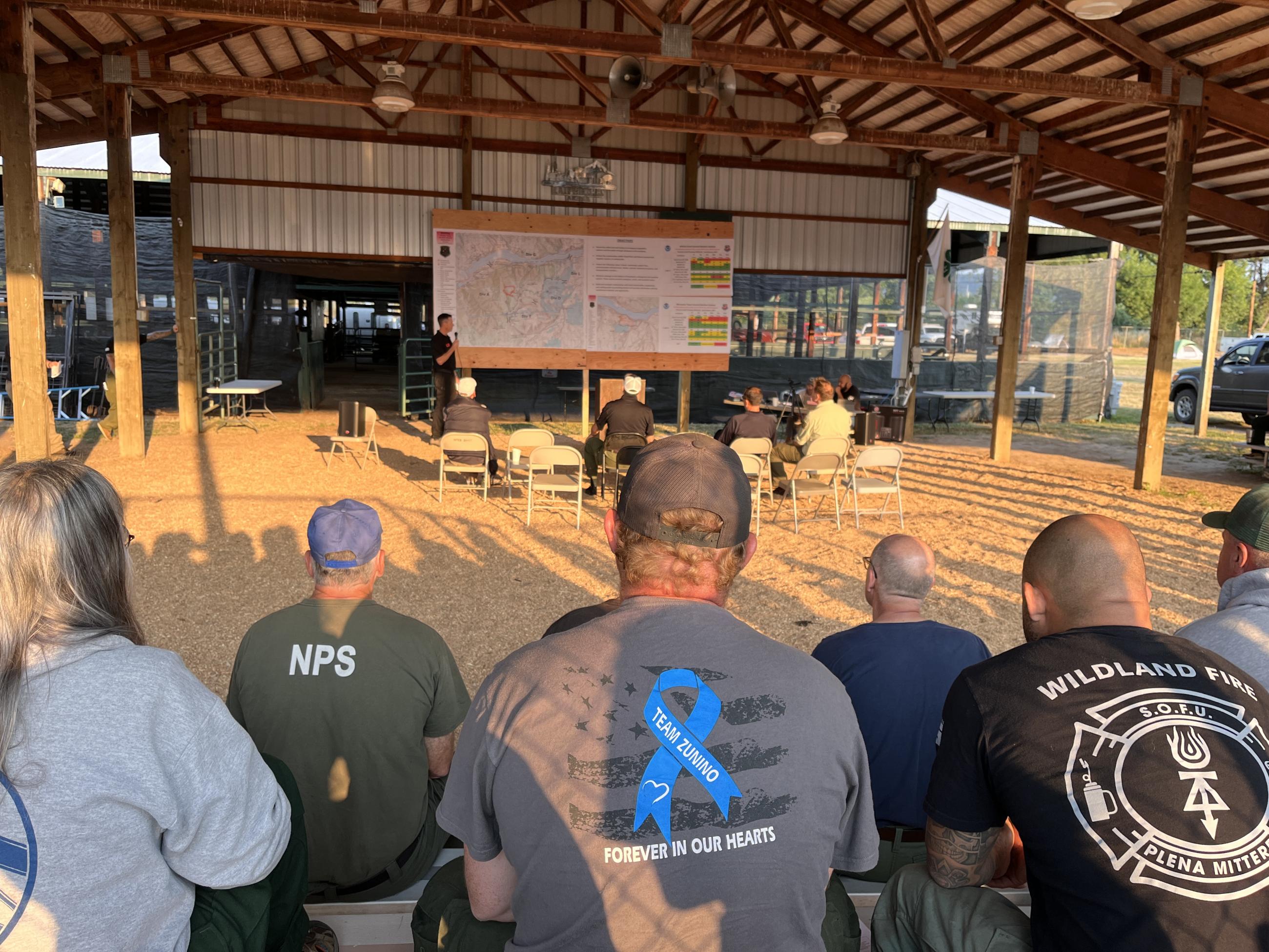 Microwave Tower Fire Briefing at the Incident Command Post