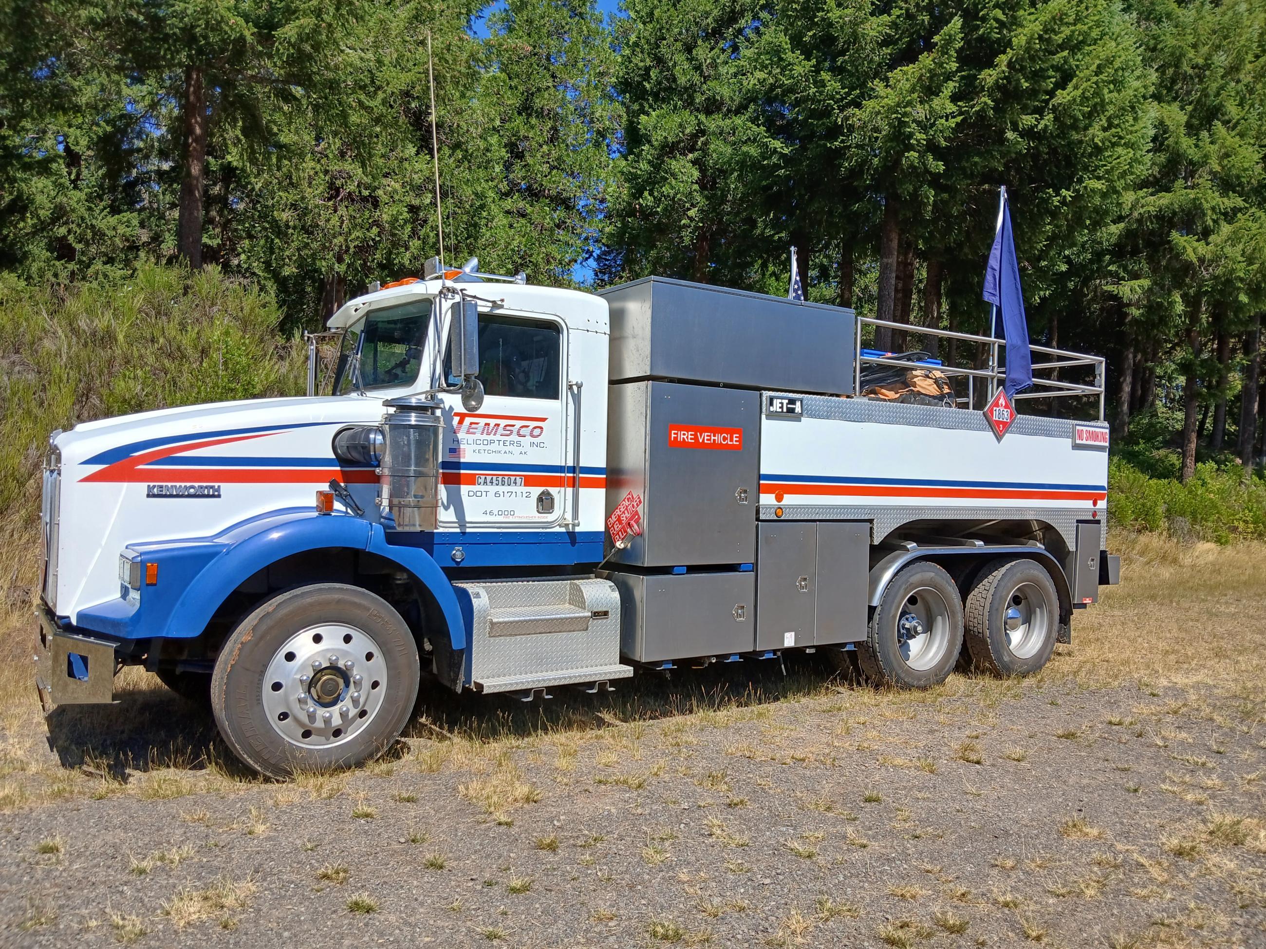 This photo shows a helicopter fuel tender truck assigned to the Willamette Complex Fires.