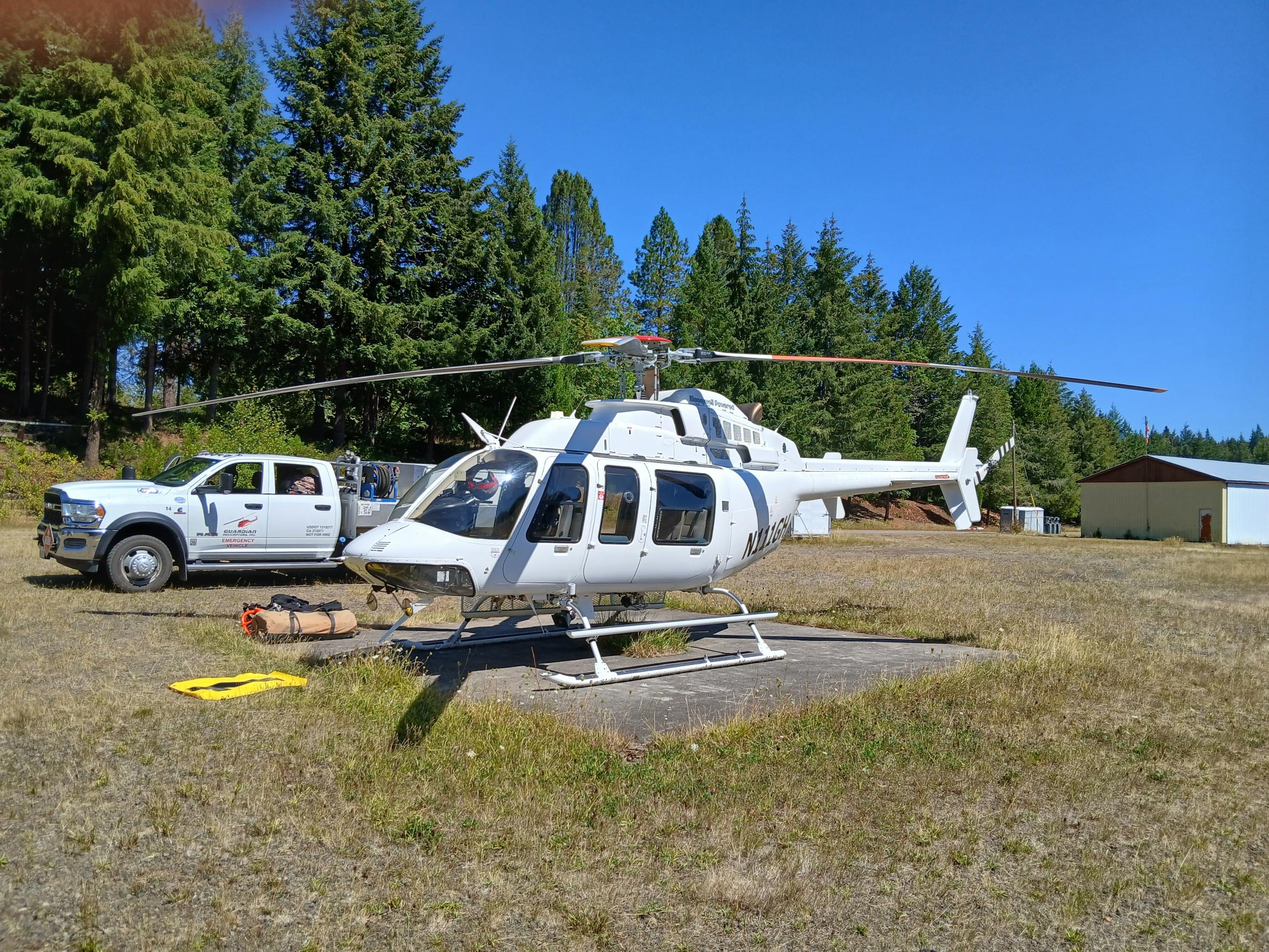 This photo shows a type 3 helicopter assigned to the Willamette Complex Fires.