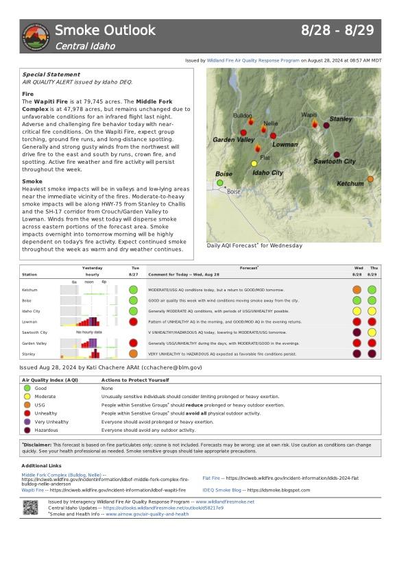 A narrative provides information about expected impacts from smoke