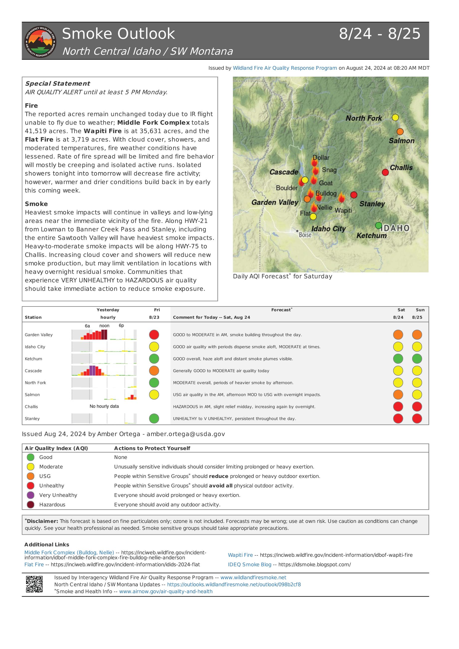 Maps and tables about the smoke outlook