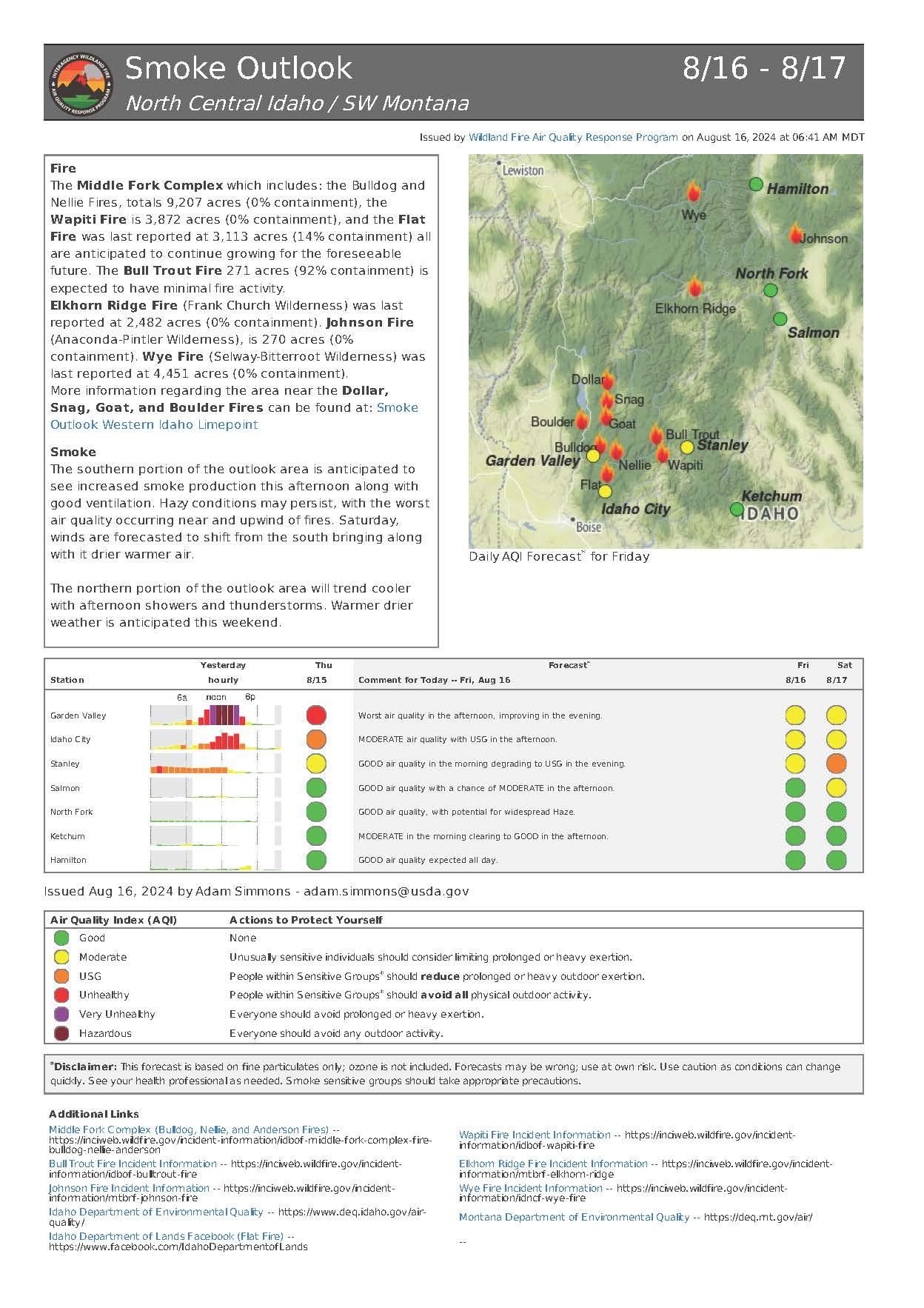 Smoke Outlook for August 16 2024