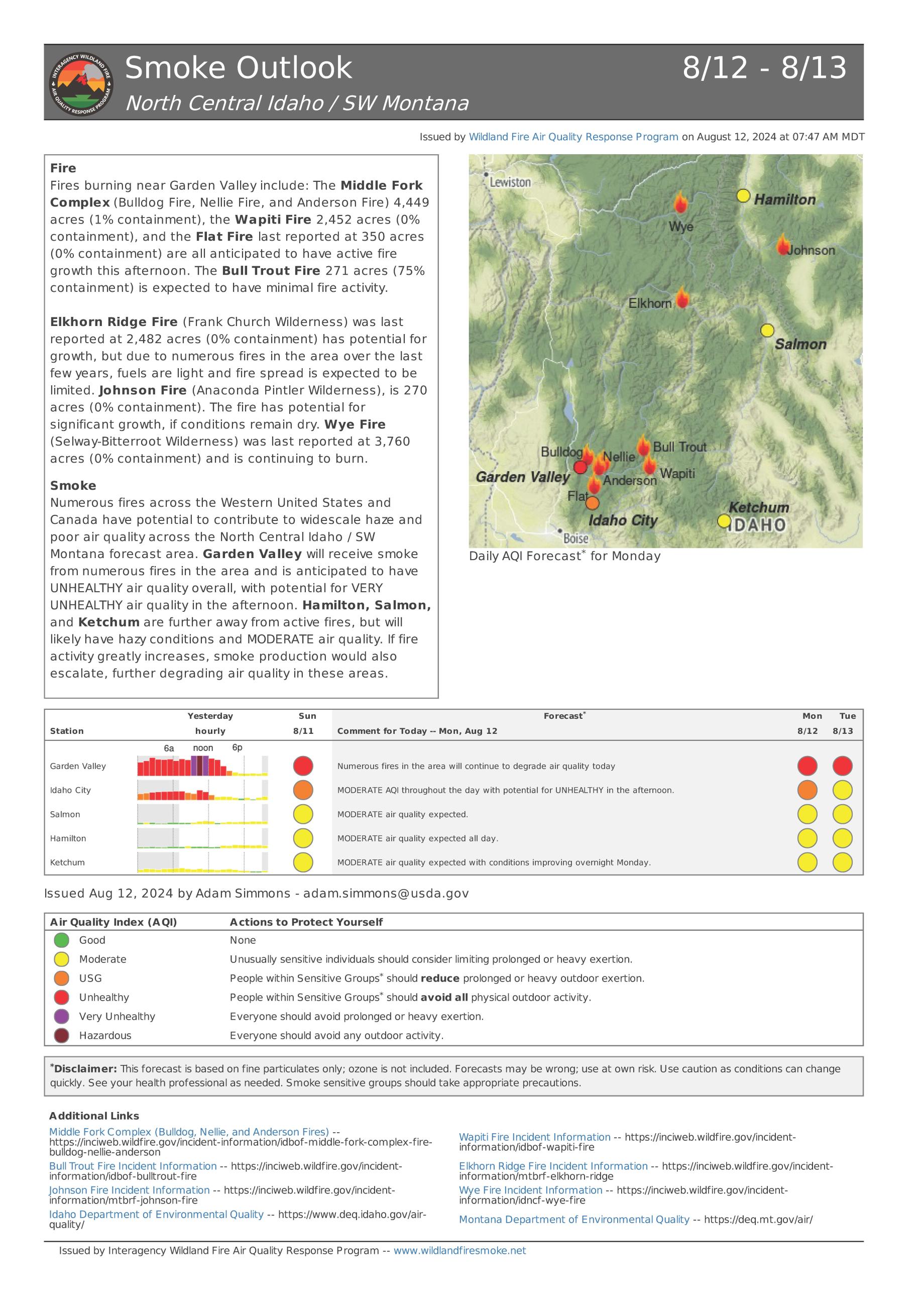 Smoke Outlook for August 12, 2024