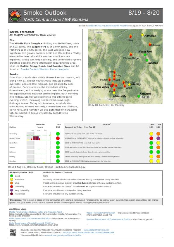 Smoke Outlook Monday August 19, 2024