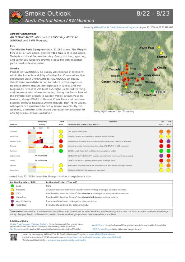 Smoke Outlook Thursday August 22nd, 2024