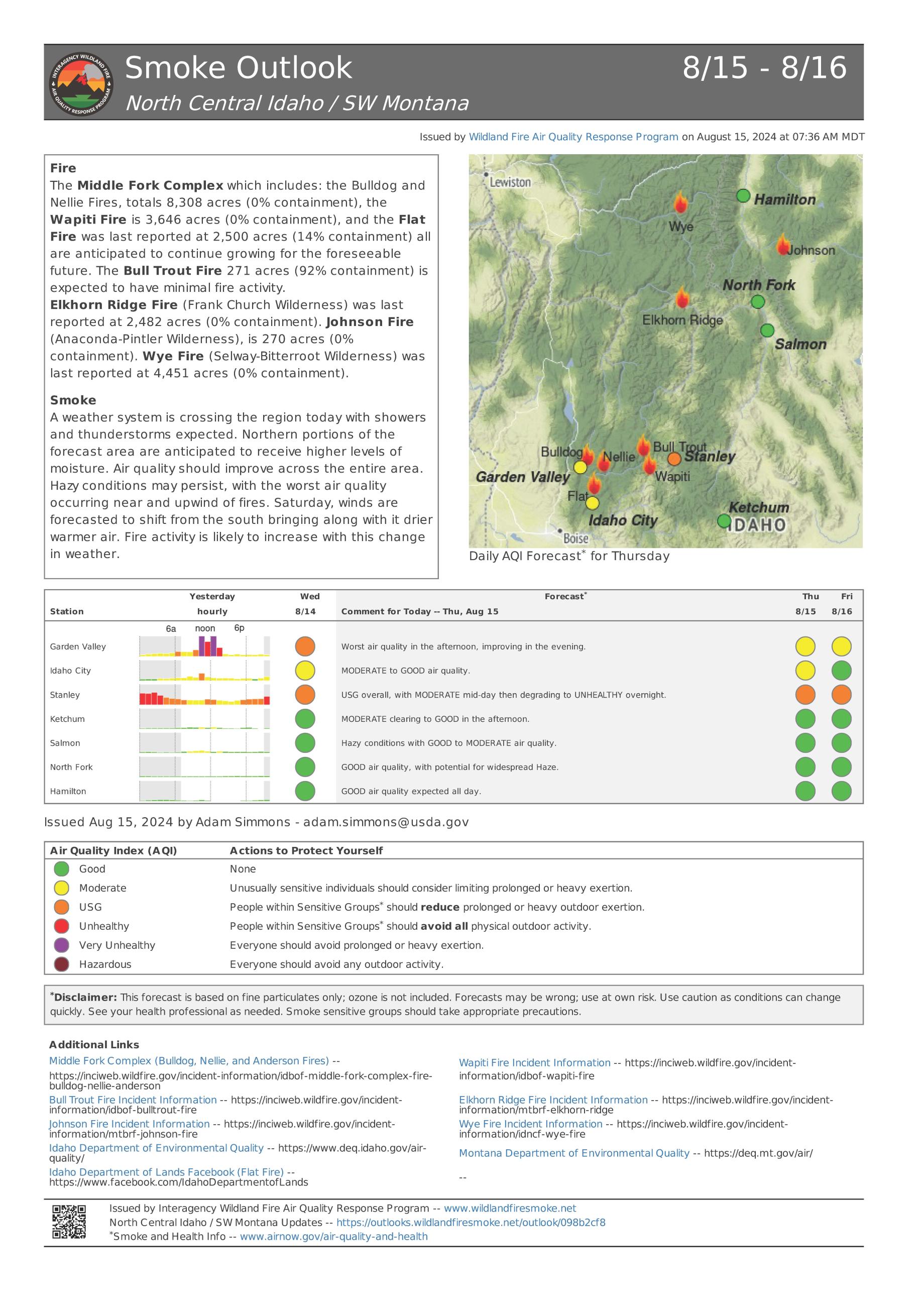 Smoke Outlook for August 15, 2024