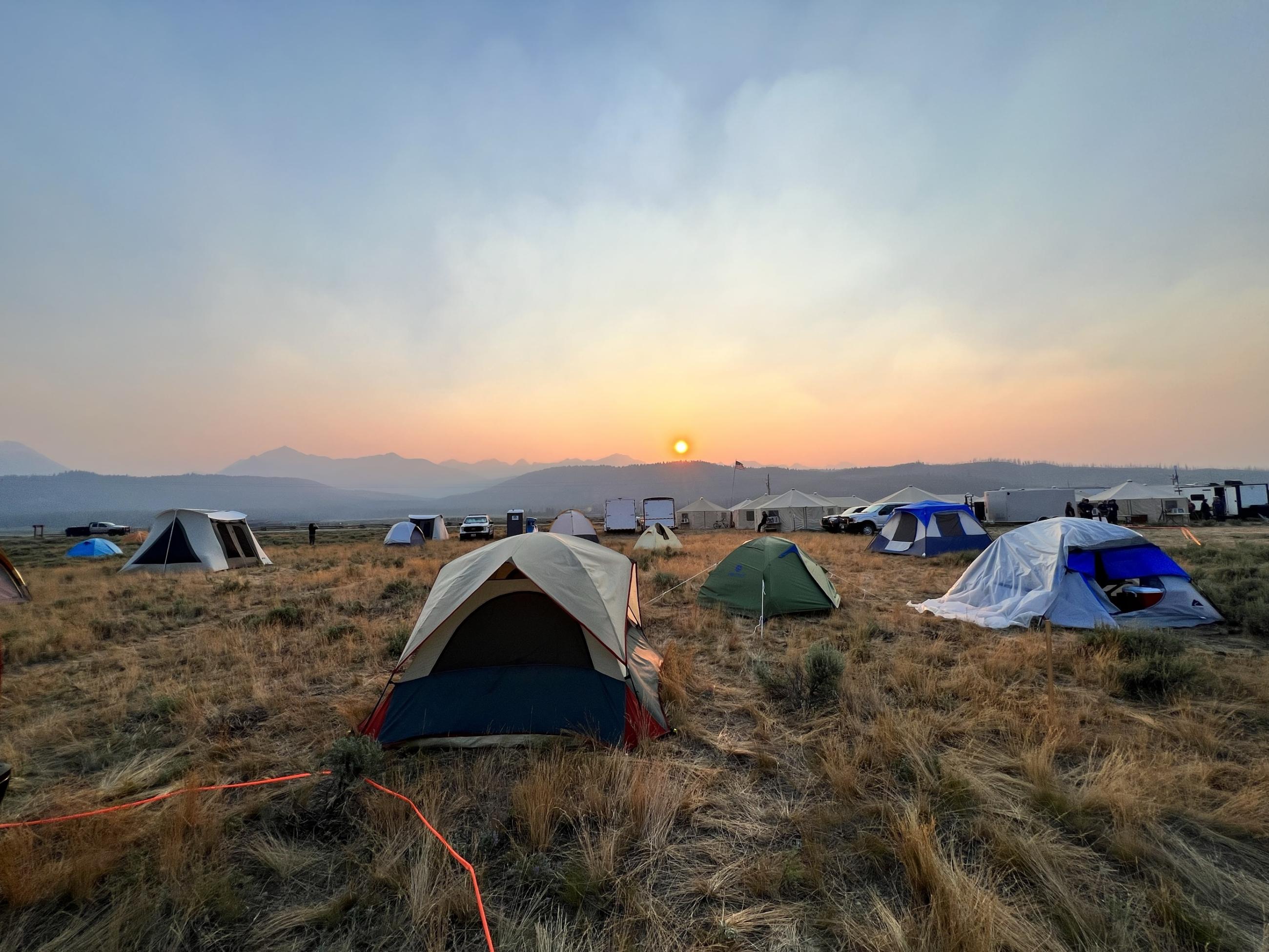 Tents at Sunset at Bench Lake Fire Camp