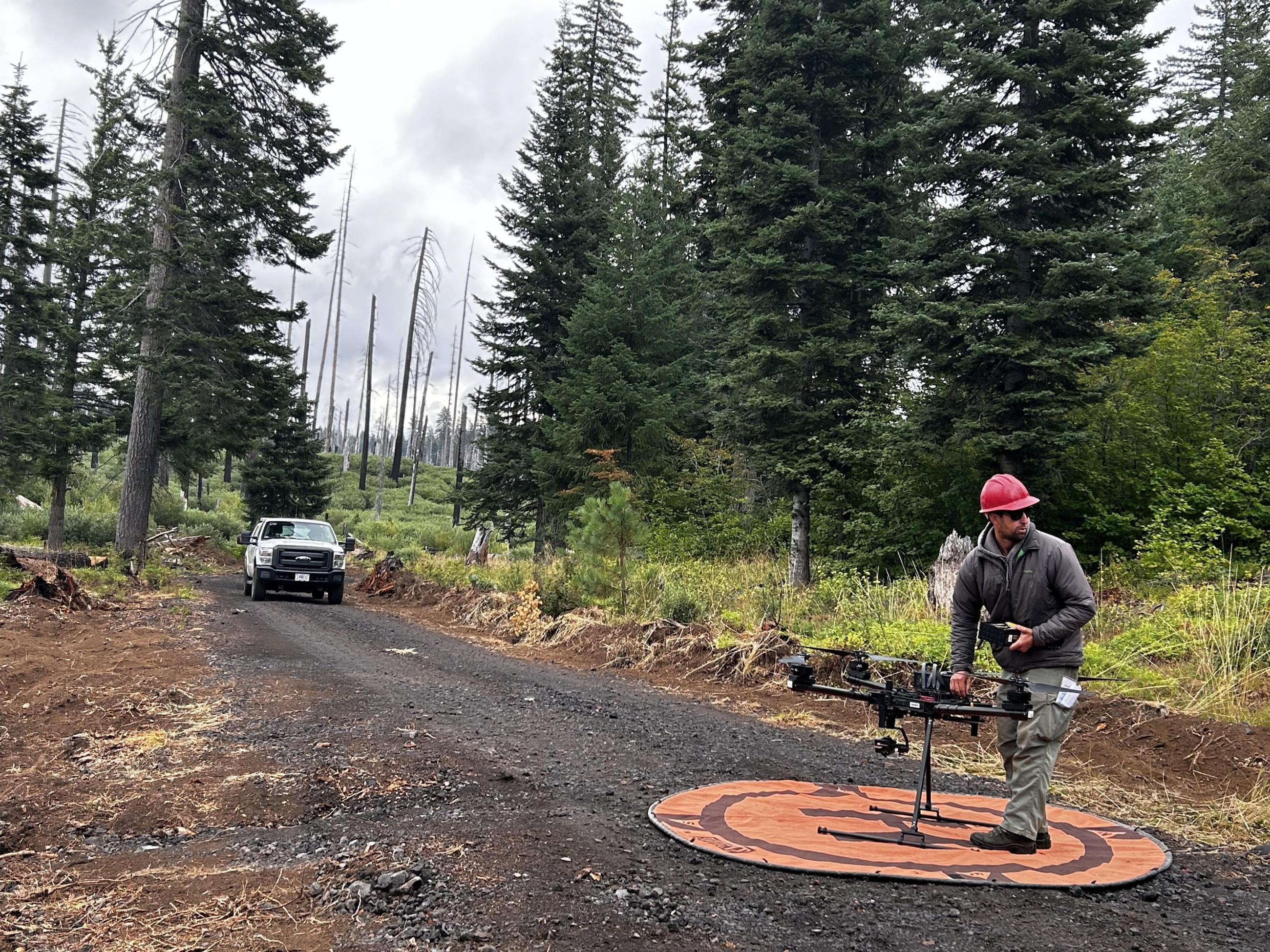 Unmanned Aircraft System is being readied for launch from a road 8-23-24