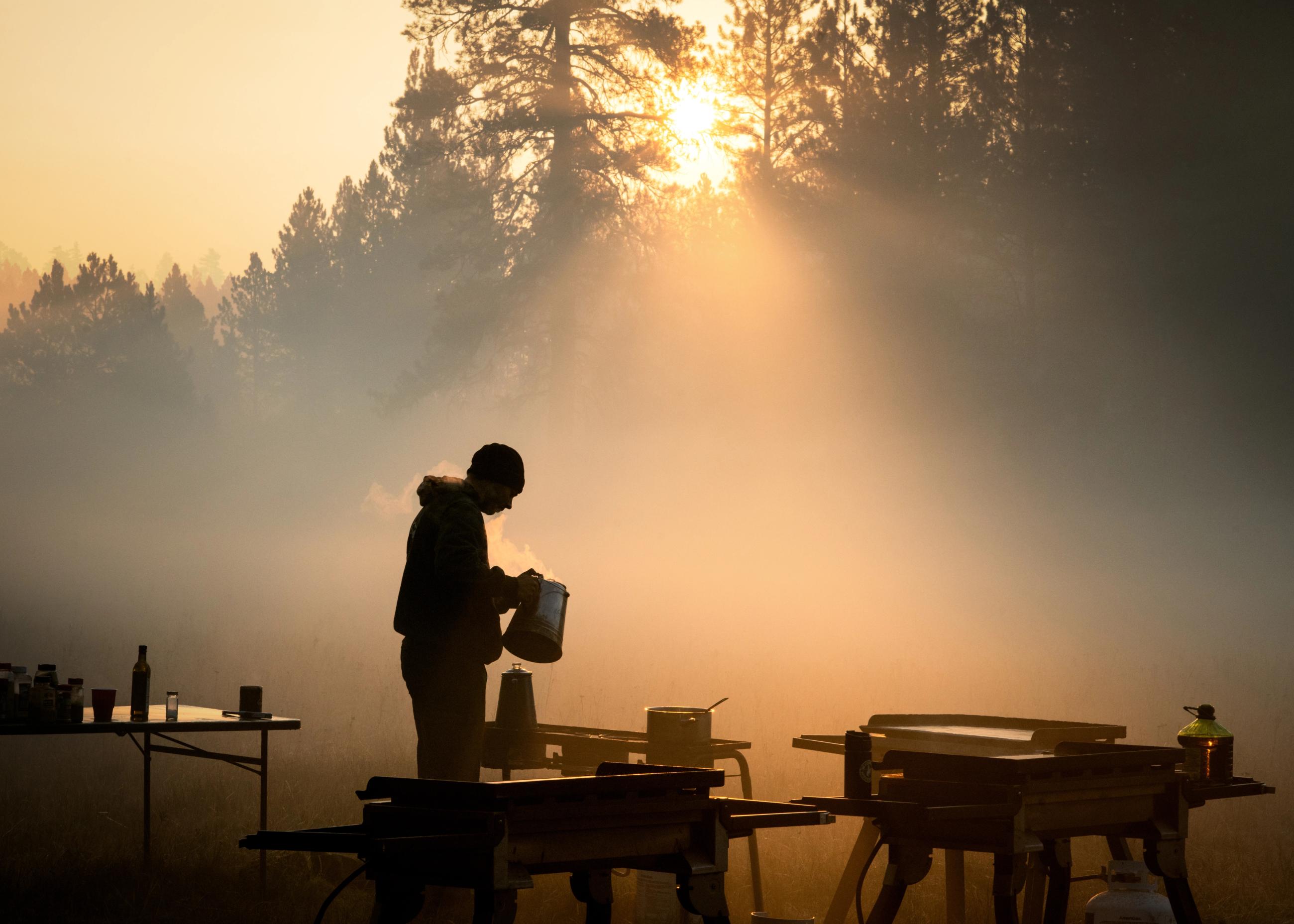 Sunrise at Wyoming IHC Spike Camp on the Telegraph Fire
