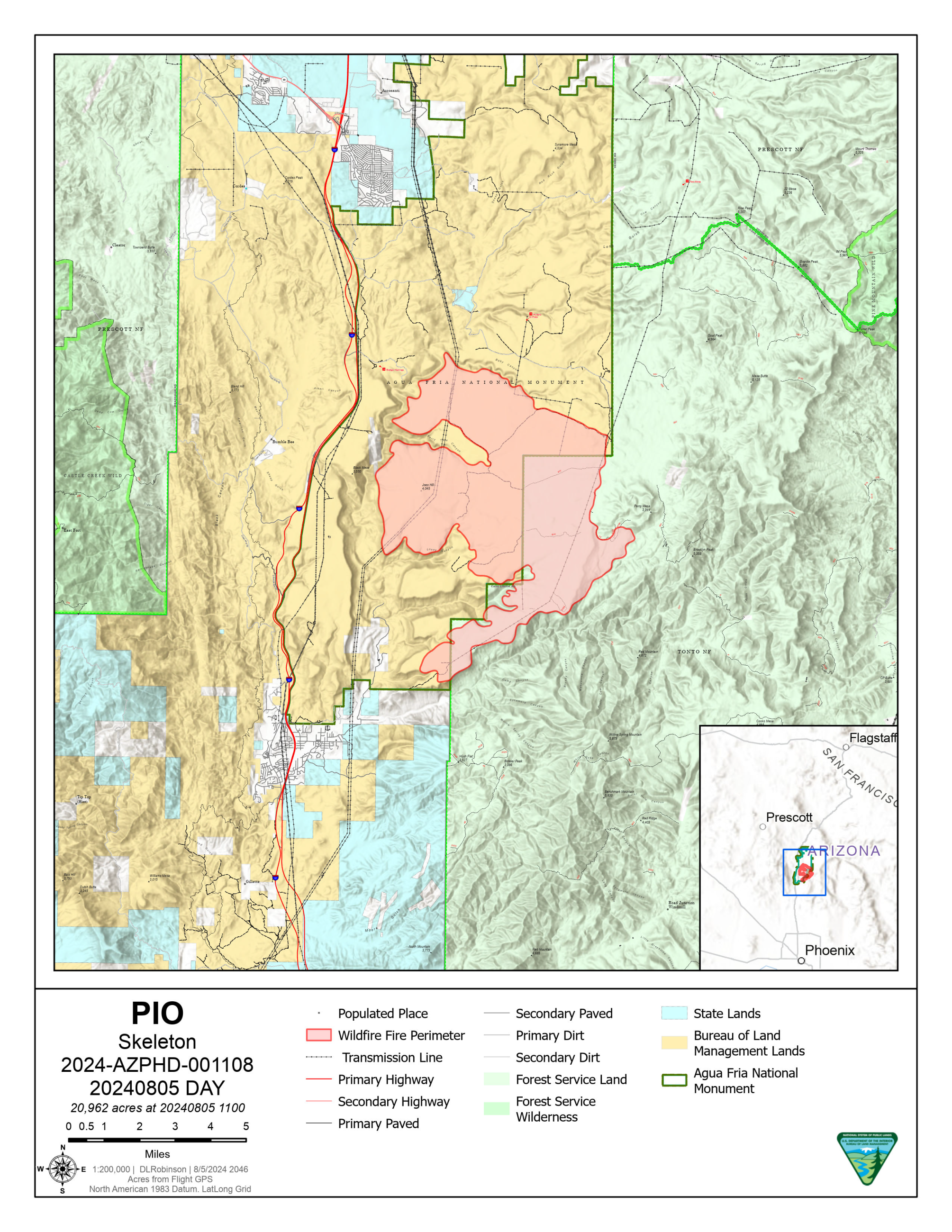 PIO Map for the Skeleton Fire for 08/06/2024